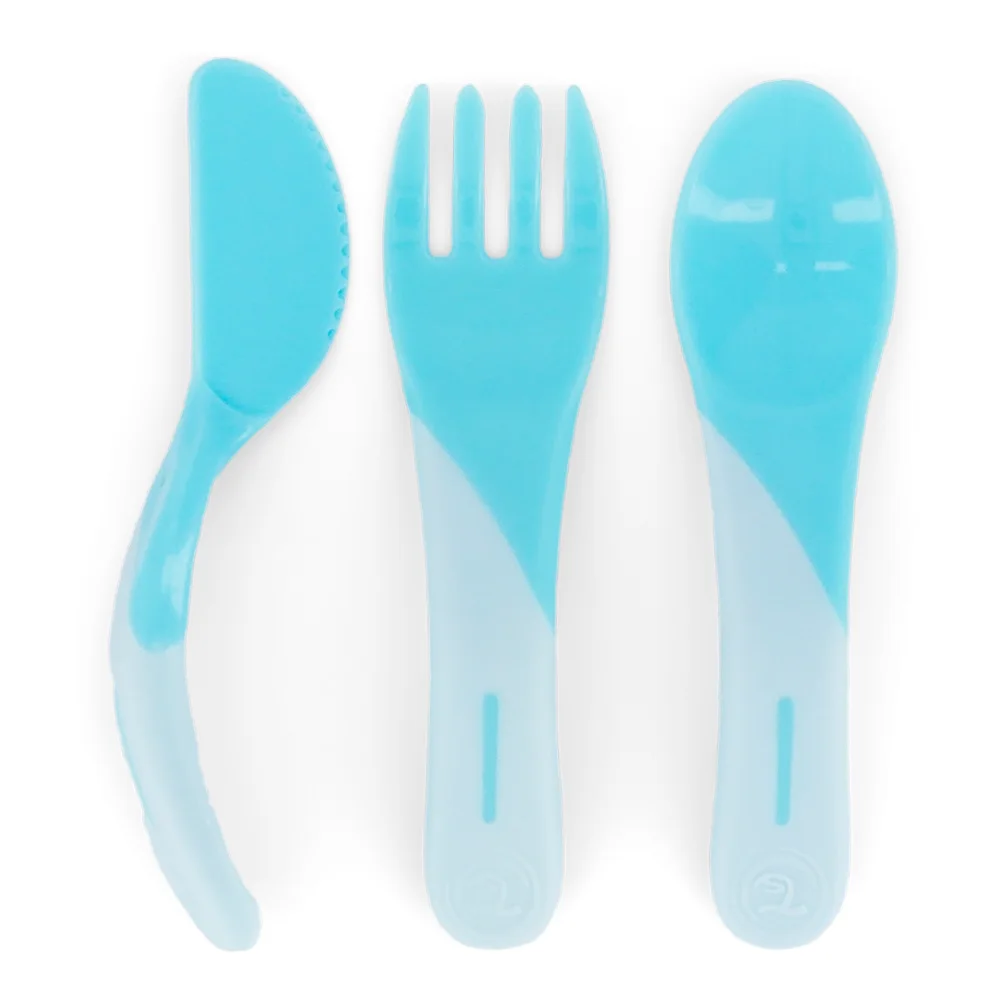 Twistshake Äta-Själv Set Plast 6 mån+ Pastellblå - Barntallrik & barnbestick
