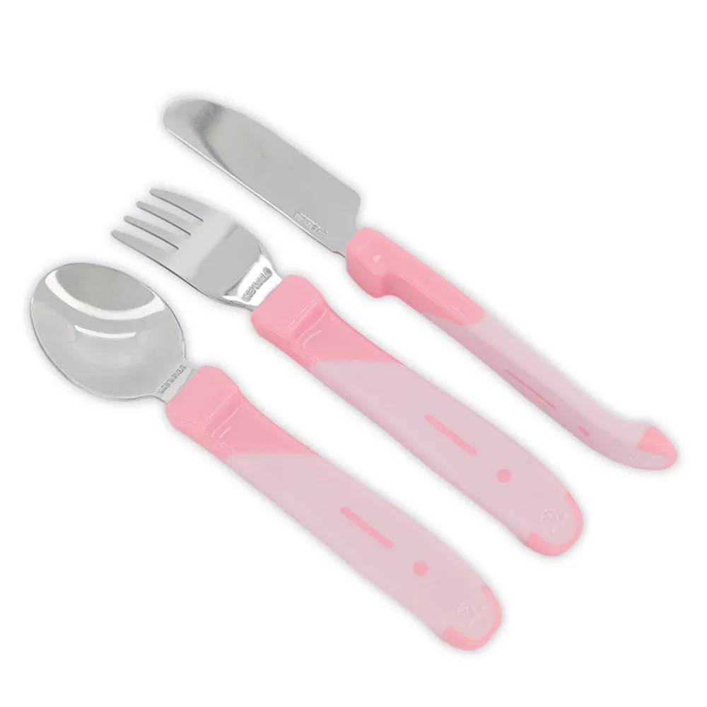 Twistshake Äta-Själv Set Rostfritt stål 12 mån+ Pastellrosa - Barntallrik & barnbestick