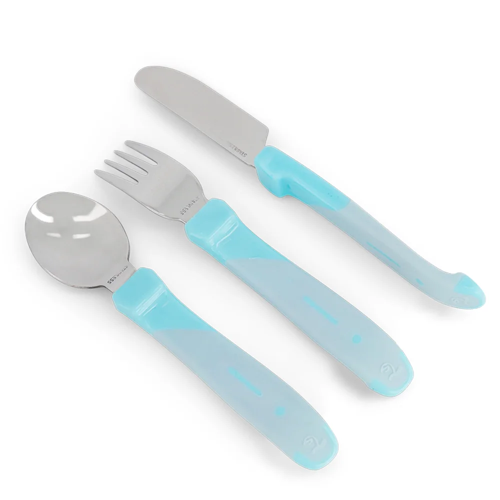 Twistshake Äta-Själv Set Rostfritt stål 12 mån+ Pastellblå - Barntallrik & barnbestick