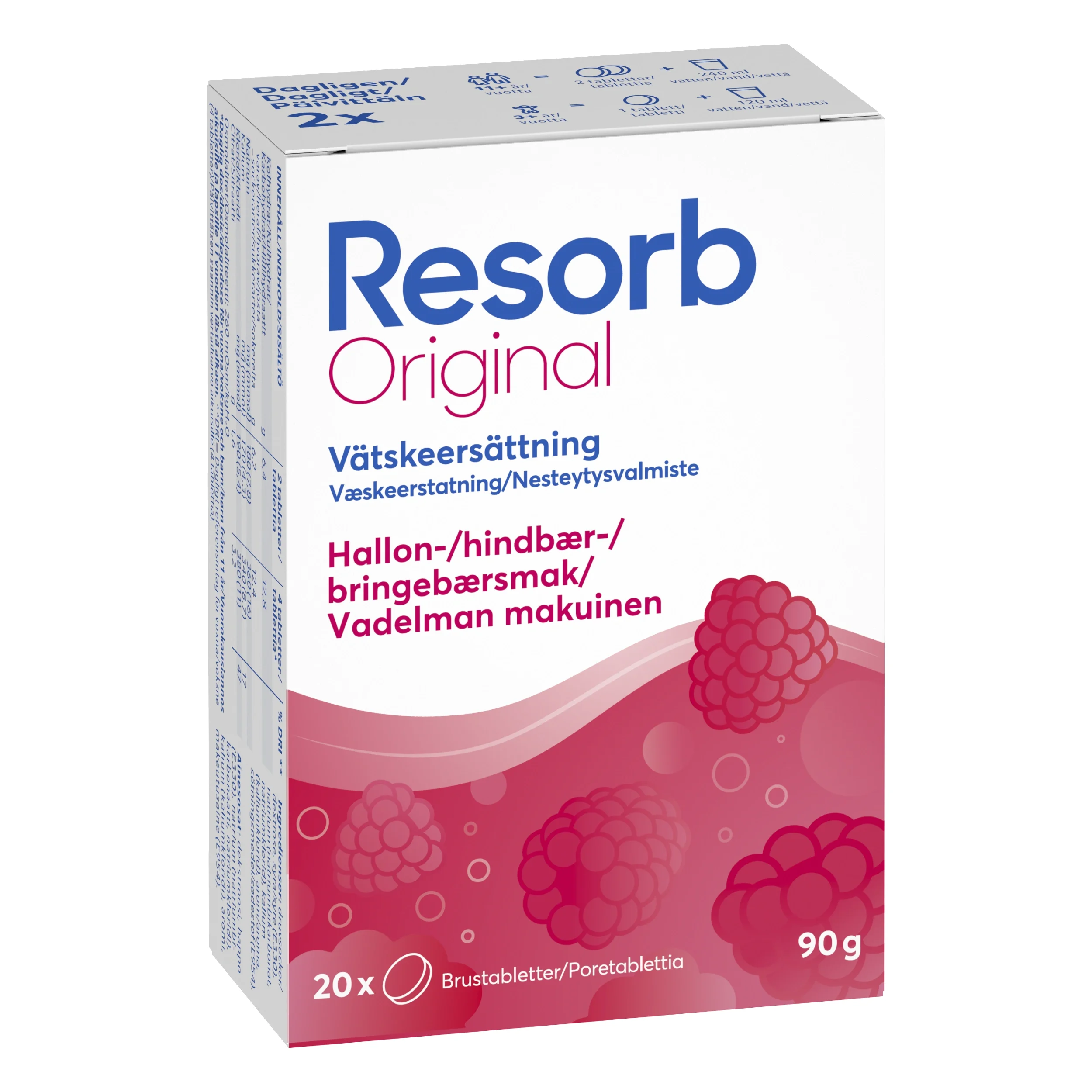 Resorb Original Hallon 20 brustabletter - Vätskeersättning
