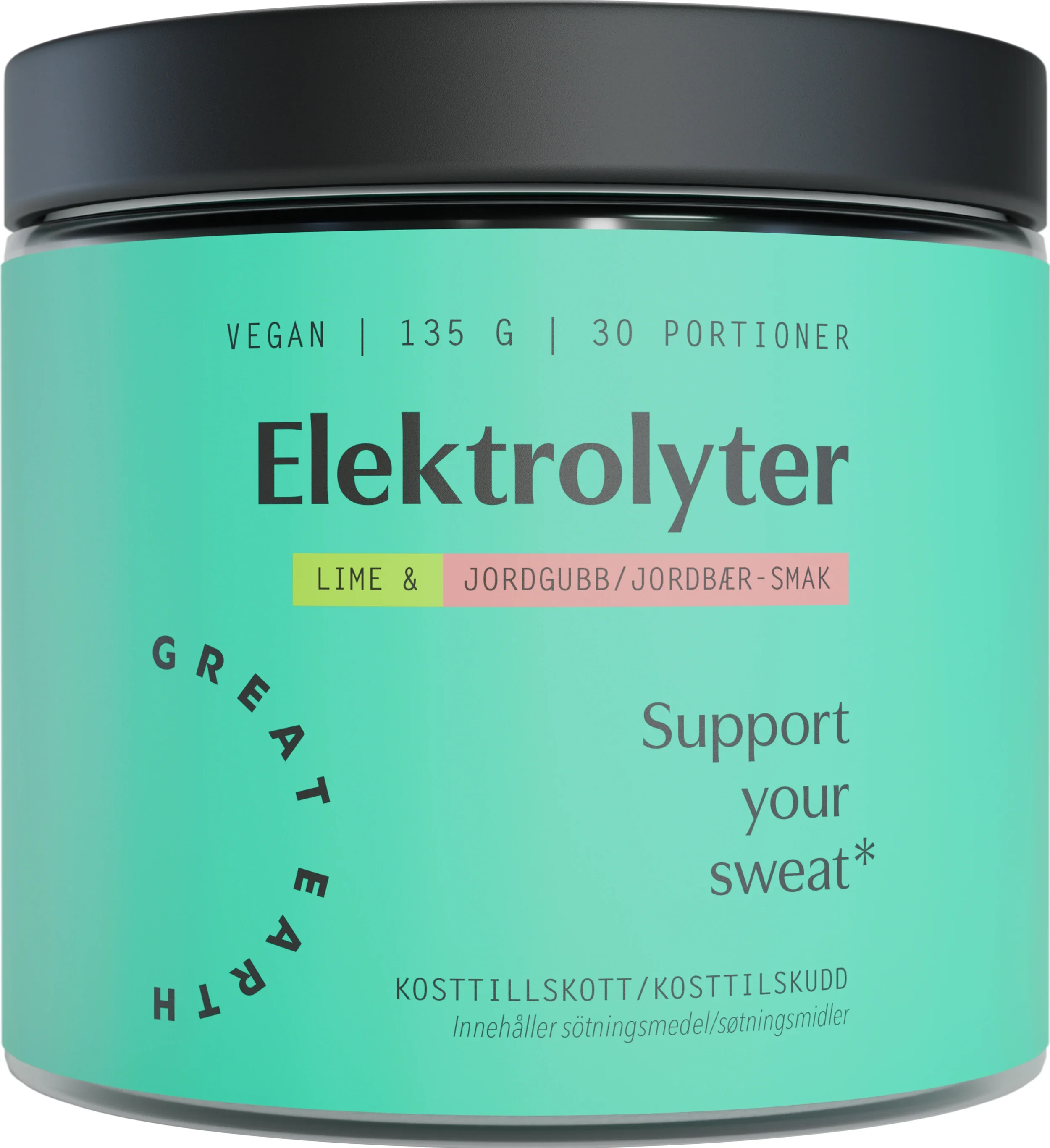 Great Earth Elektrolyter Jordgubb/Lime 135 g - Elektrolytpulver