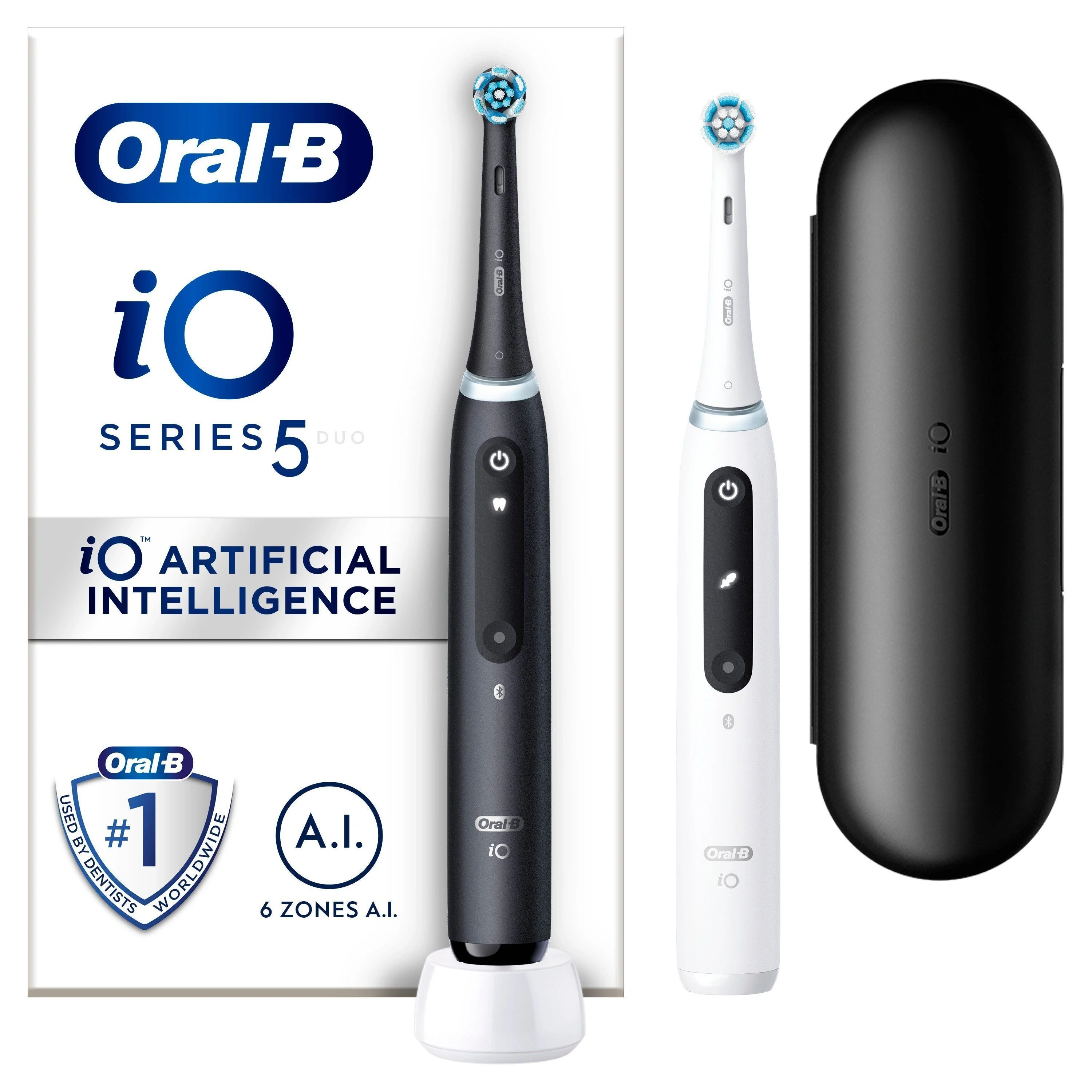 Oral-B Eltandborste iO5 Duo Matt Black/Quite White Travel Case - Eltandborstar