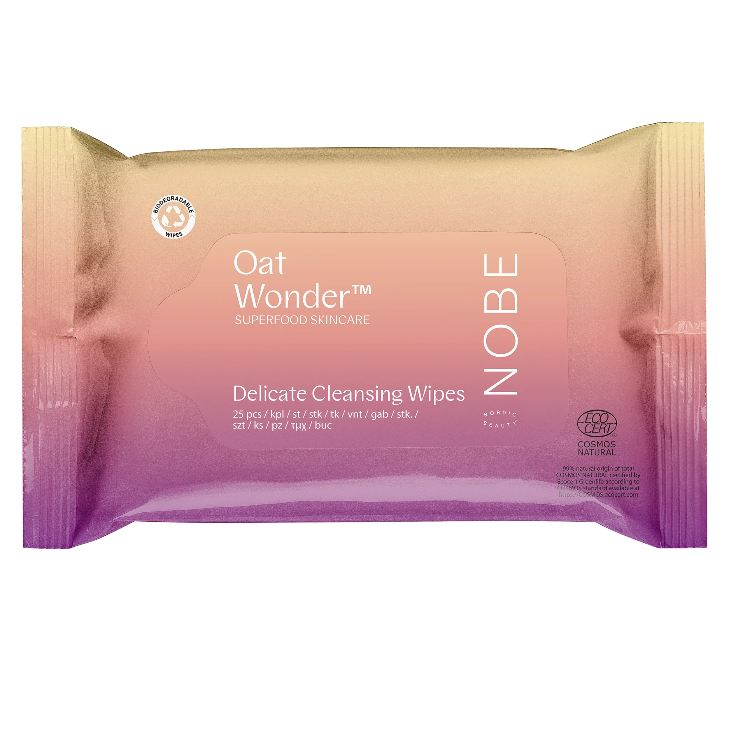 NOBE Oat Wonder Delicate Cleansing Wipes 25 st - Sminkborttagningsservetter