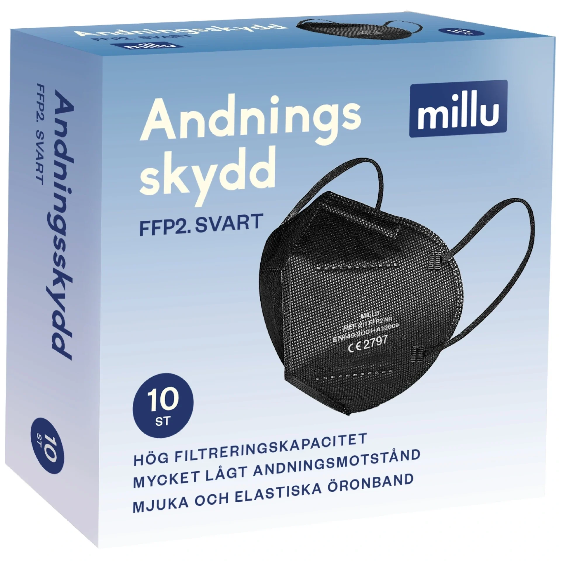 Millu Andningsskydd FFP2 10 st Svart - Andningsskydd