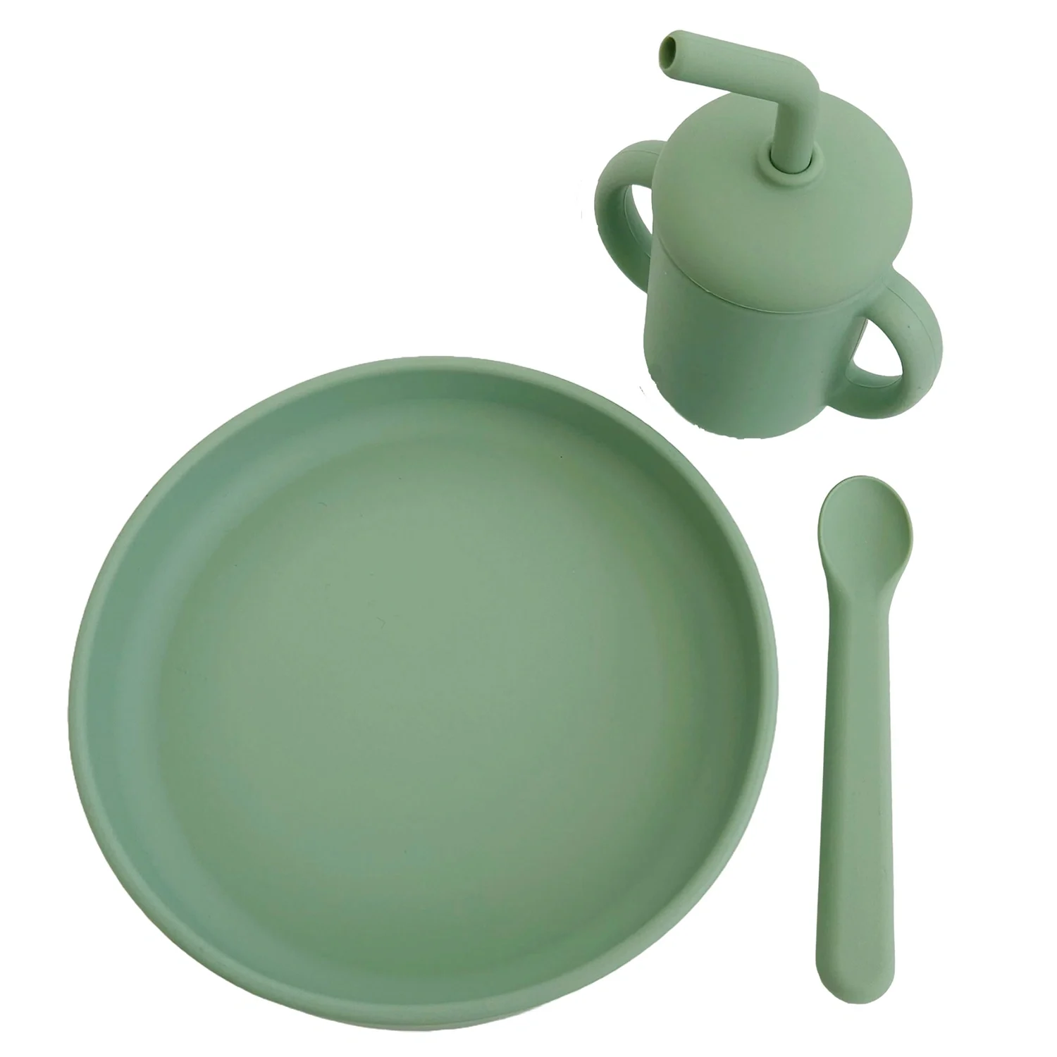 Summerville Organic Matset 3 delar Cameo Green - Barntallrik & barnbestick