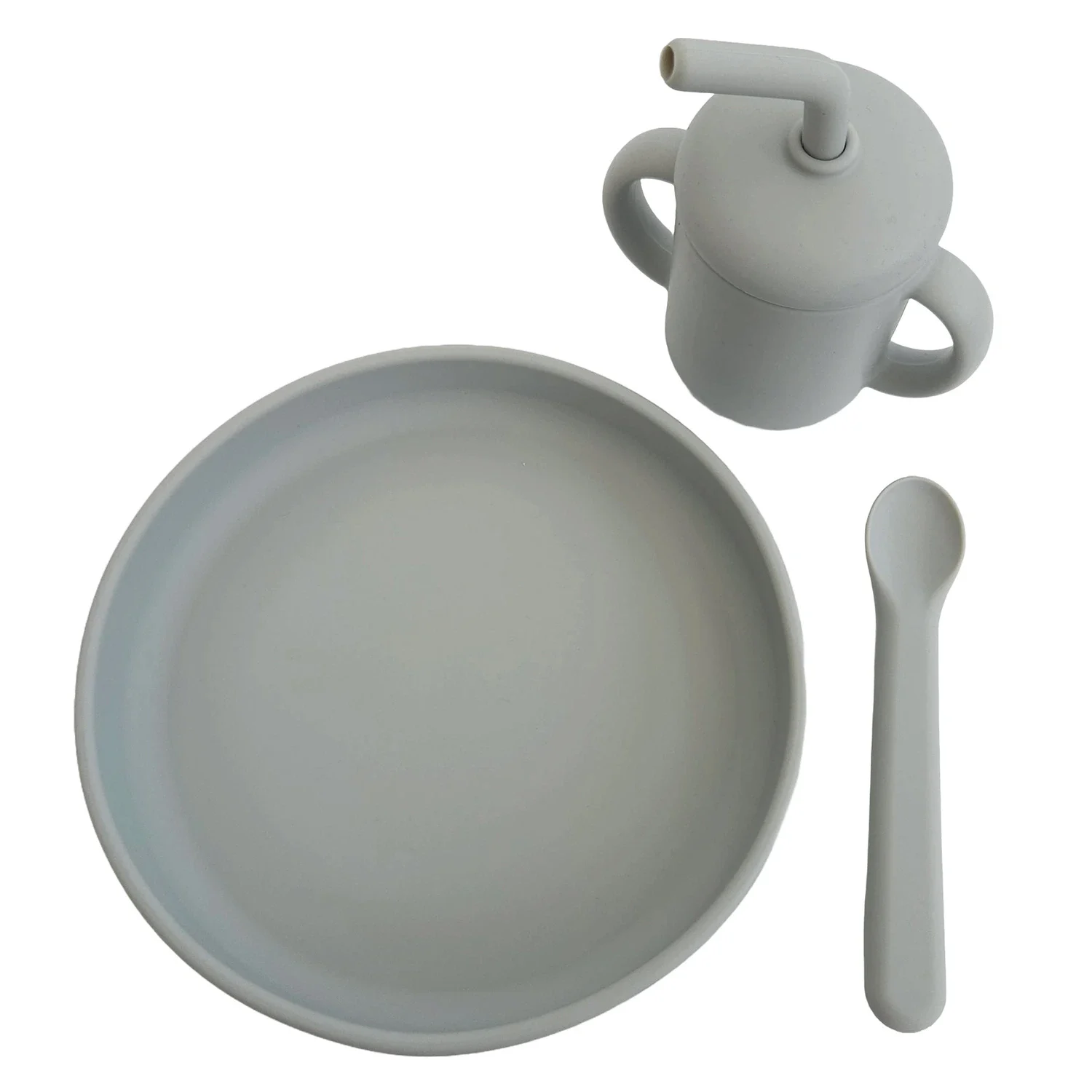 Summerville Organic Matset 3 delar Silver Grey - Barntallrik & barnbestick