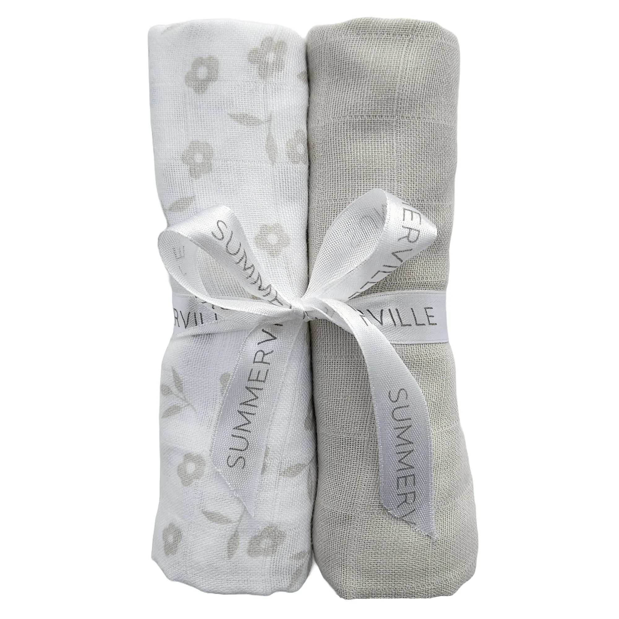Summerville Organic Muslinfilt Petal Silver Grey 2-pack - Babyfiltar