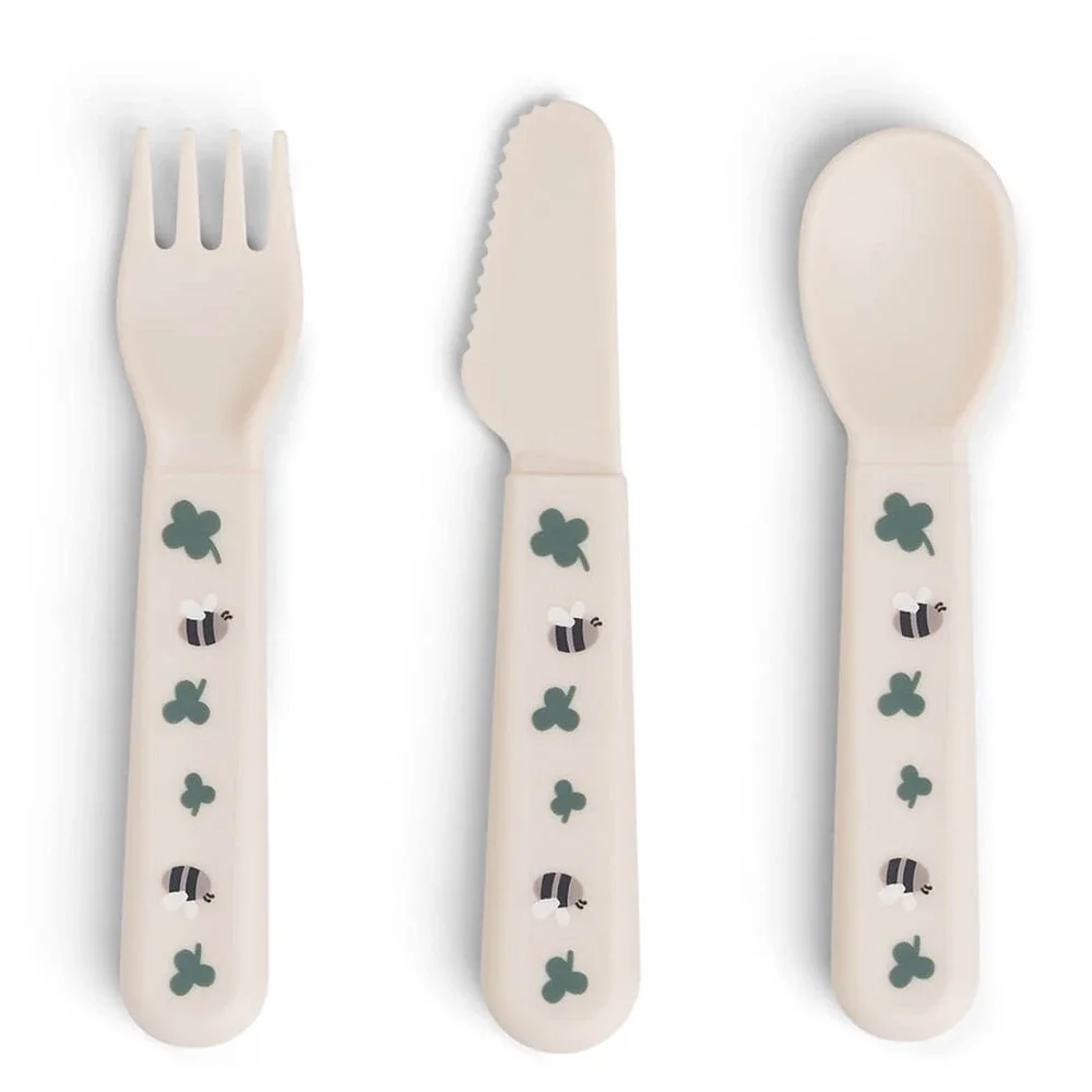 Done by Deer Foodie Cutlery Set Tiny Farm Sand - Barntallrik & barnbestick