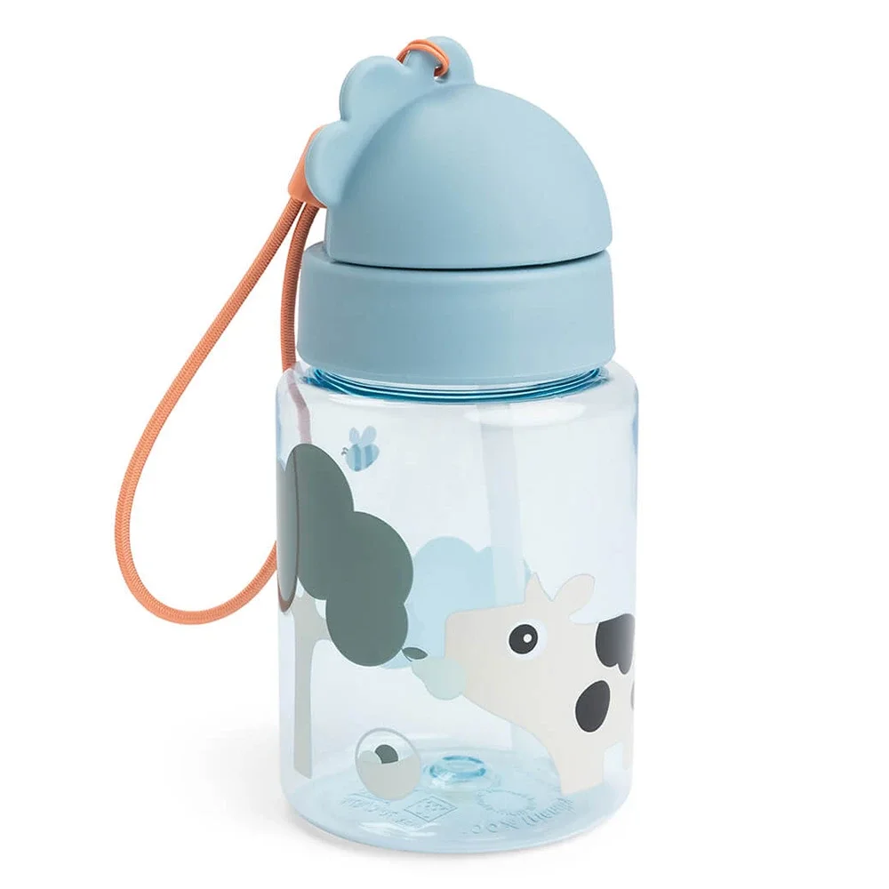Done by Deer Straw Bottle Tiny Farm Blue - Pipmuggar & dricksflaskor