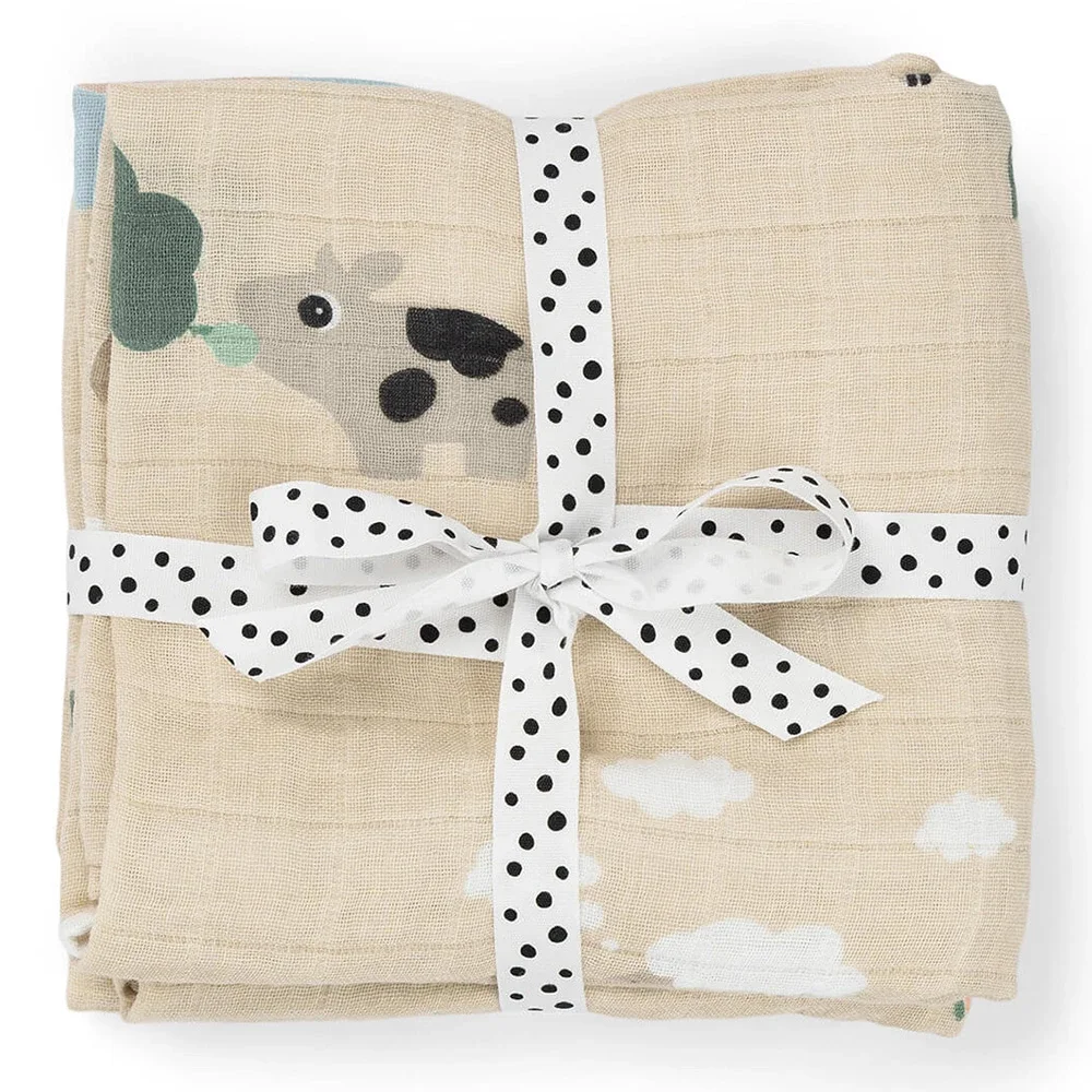 Done by Deer Burp Cloth Tiny Farm Sand 2-pack - Babyfiltar