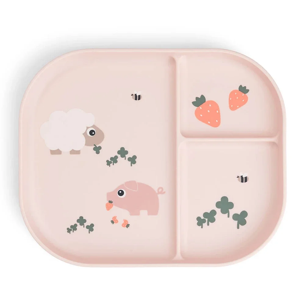 Done by Deer Foodie Compartment Plate Tiny Farm Powder - Barntallrik & barnbestick