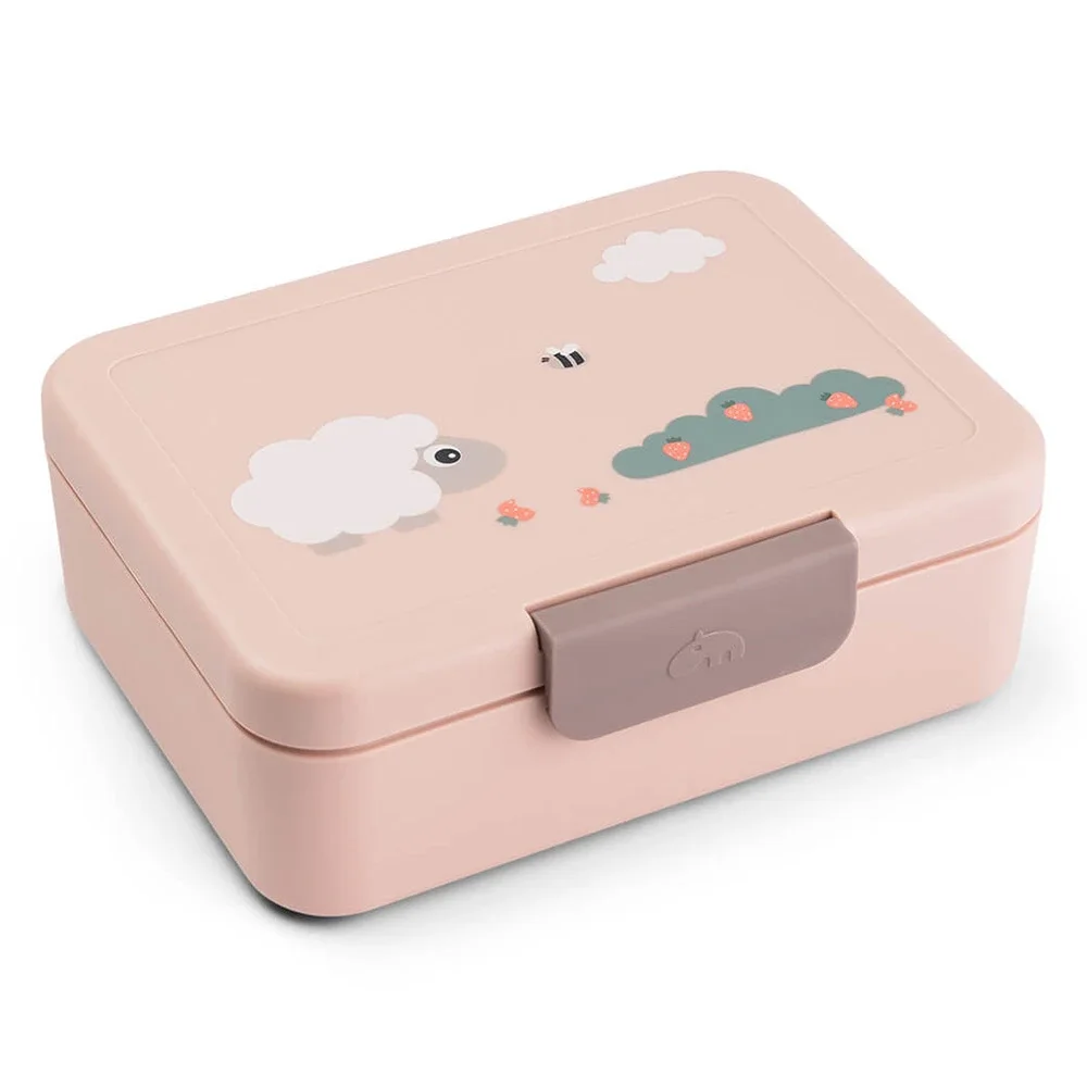 Done by Deer Lunch Box w/divider Tiny Farm Powder - Barntallrik & barnbestick