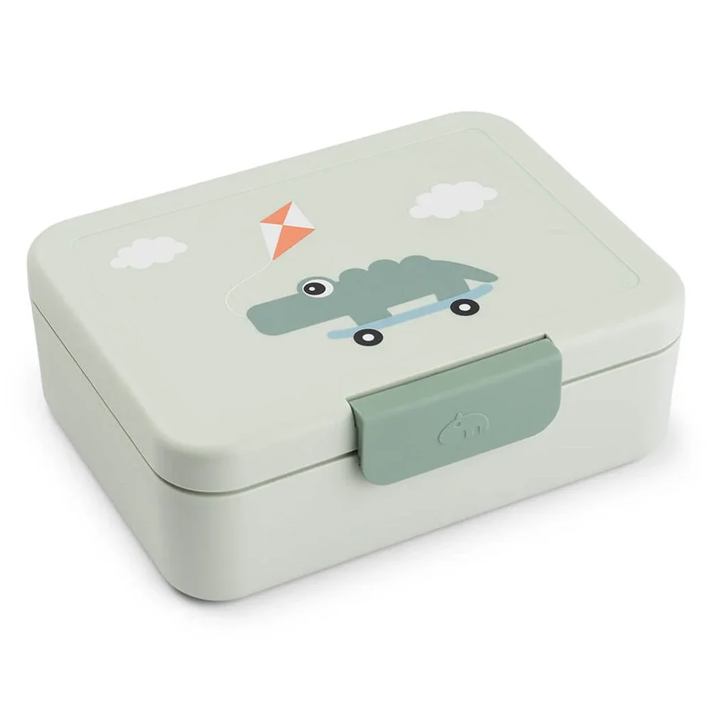 Done by Deer Lunch Box w/divider Playground Green - Barntallrik & barnbestick