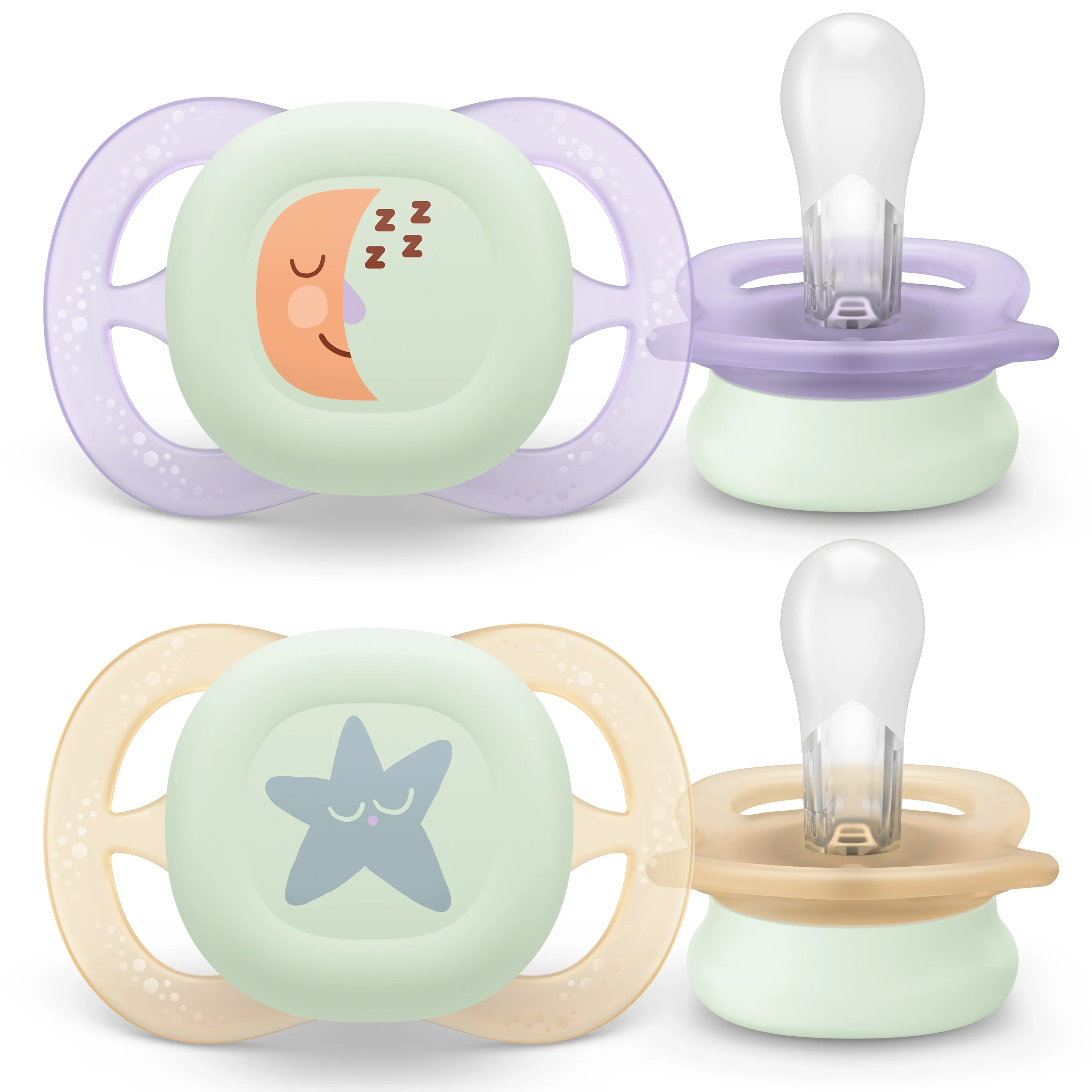 Philips Avent Ultra Start Nighttime Napp 2-pack Lila/Orange - Napp nyfödd