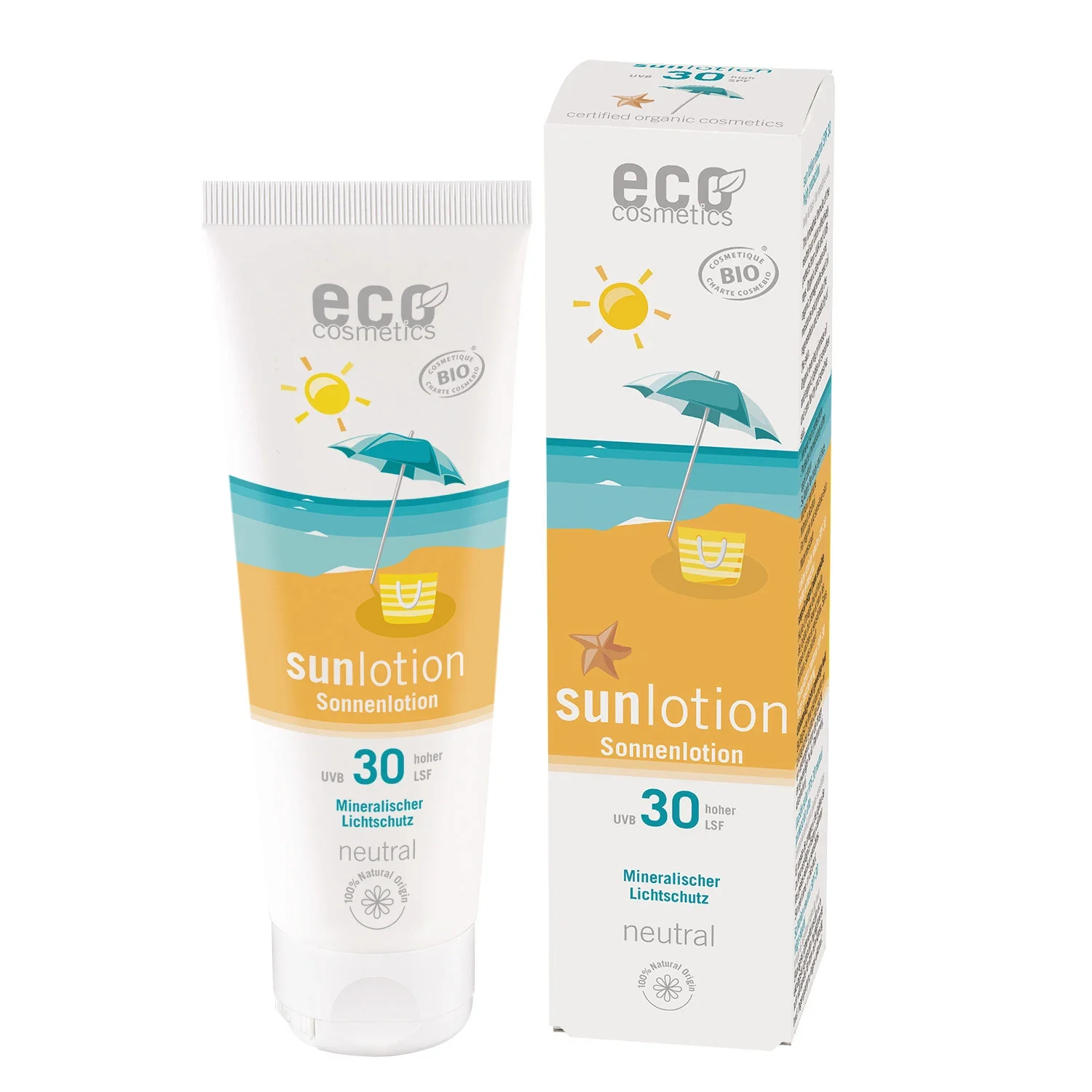 Eco Cosmetics Sollotion Neutral SPF 30 Aloe Vera & Granatäpple 125 ml - Solskydd ansikte