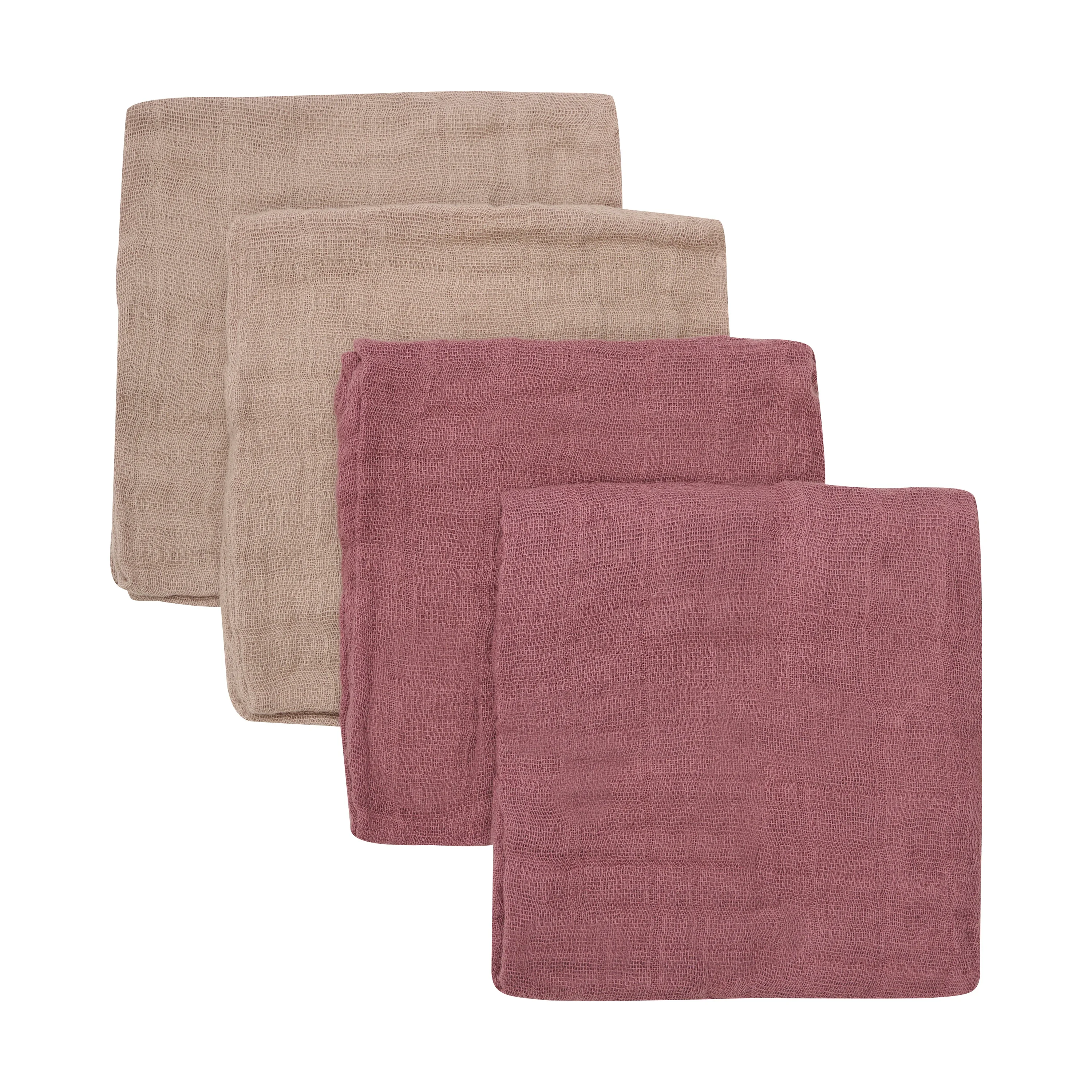 PIPPI Cloth Muslin Solid Withered Rose 4-pack - Babyfiltar
