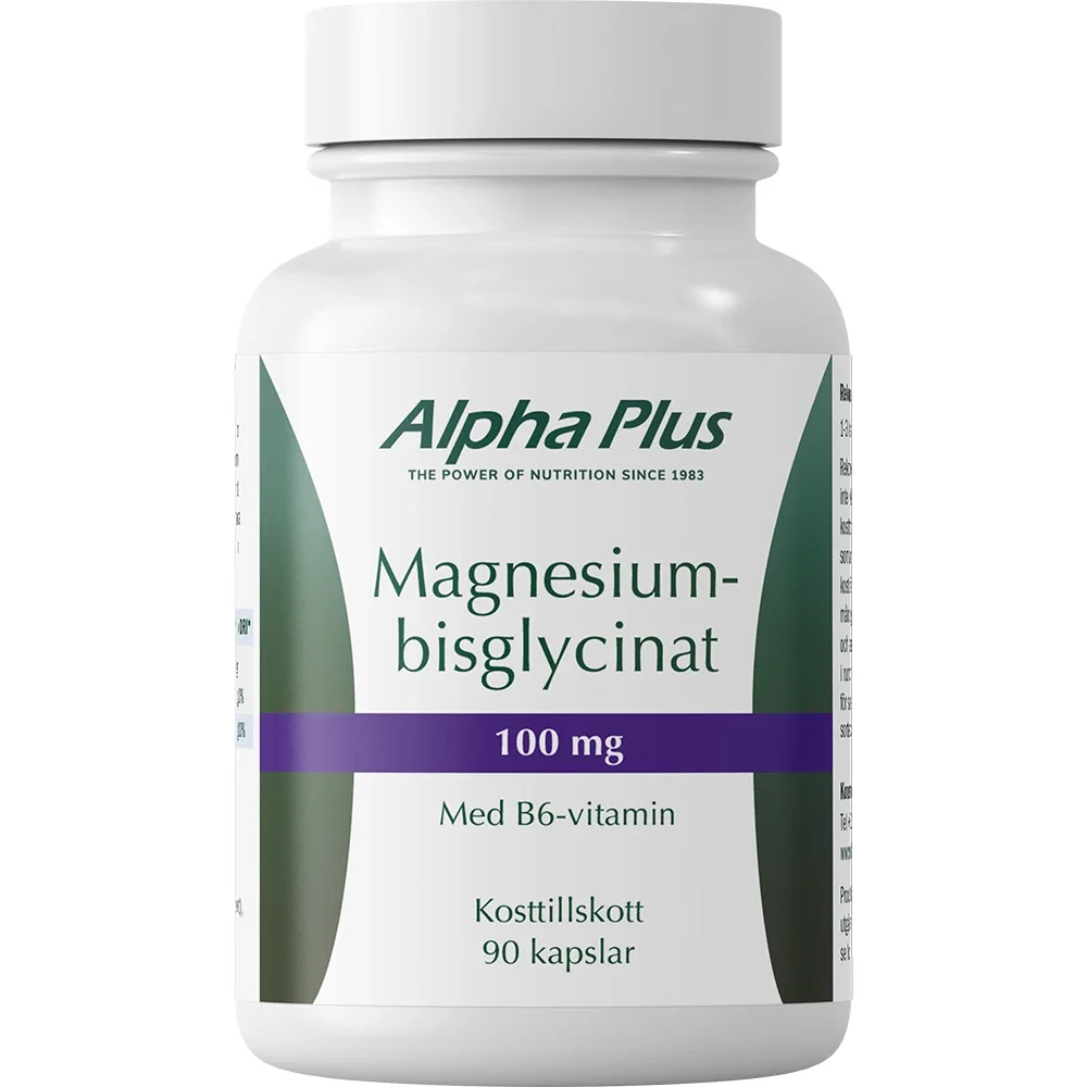 Alpha Plus Magnesiumbisglycinat 100 mg 90 kapslar - Magnesium