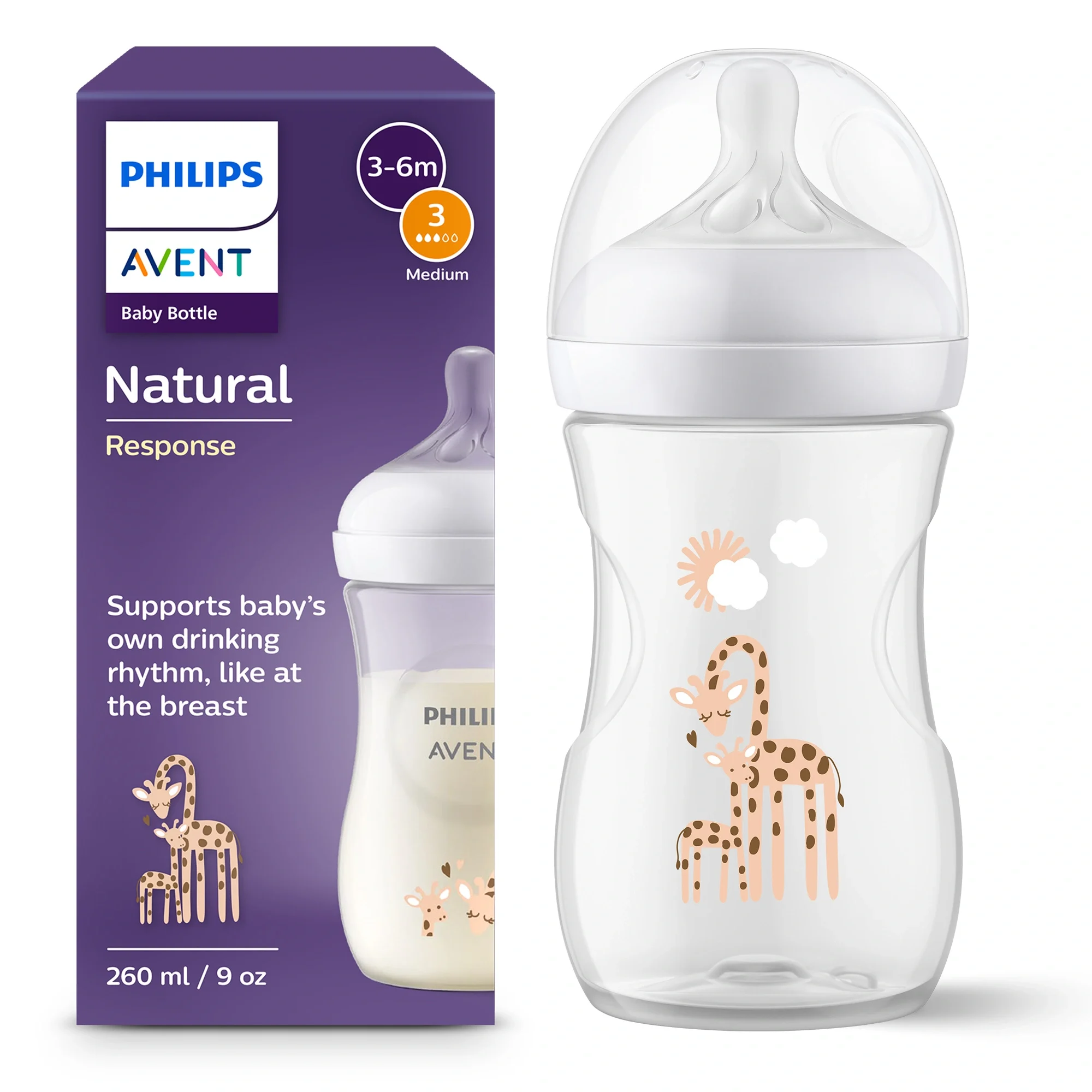 Philips Avent Natural Response Nappflaska Giraff 260 ml - Nappflaskor & vällingflaskor