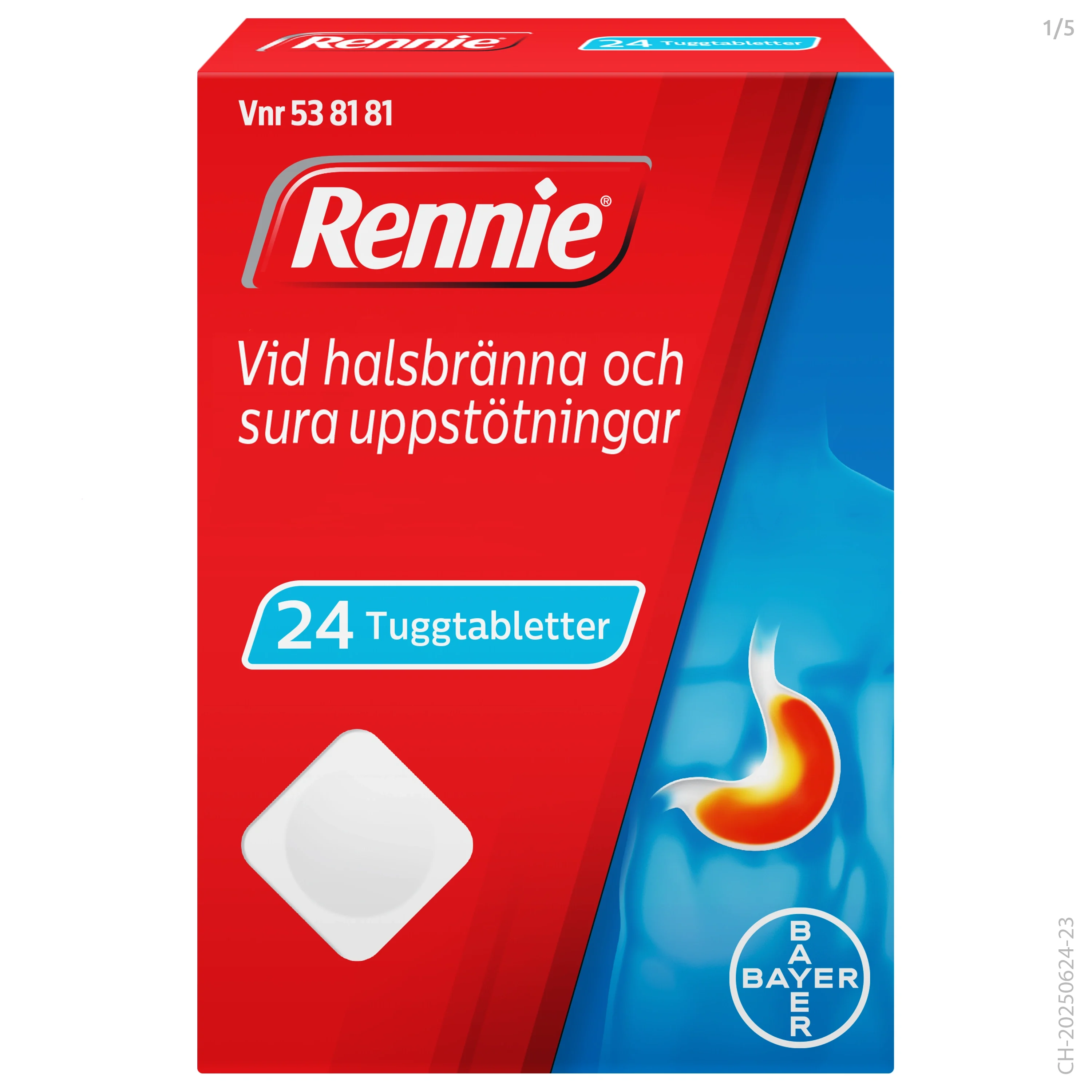 Rennie tuggtablett 680 mg/80 mg 24 st - Halsbränna & sura uppstötningar