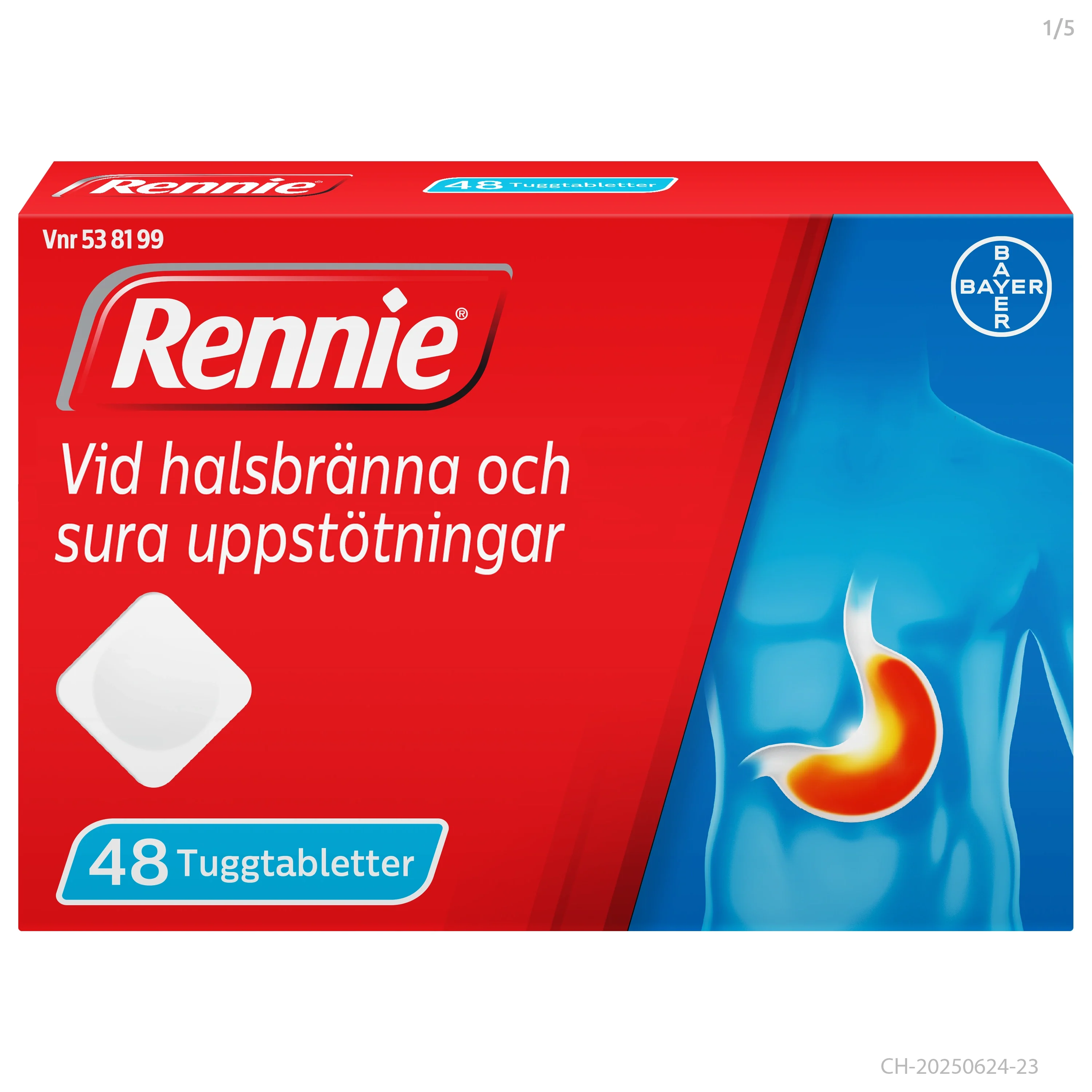 Rennie tuggtablett 680 mg/80 mg 48 st - Halsbränna & sura uppstötningar