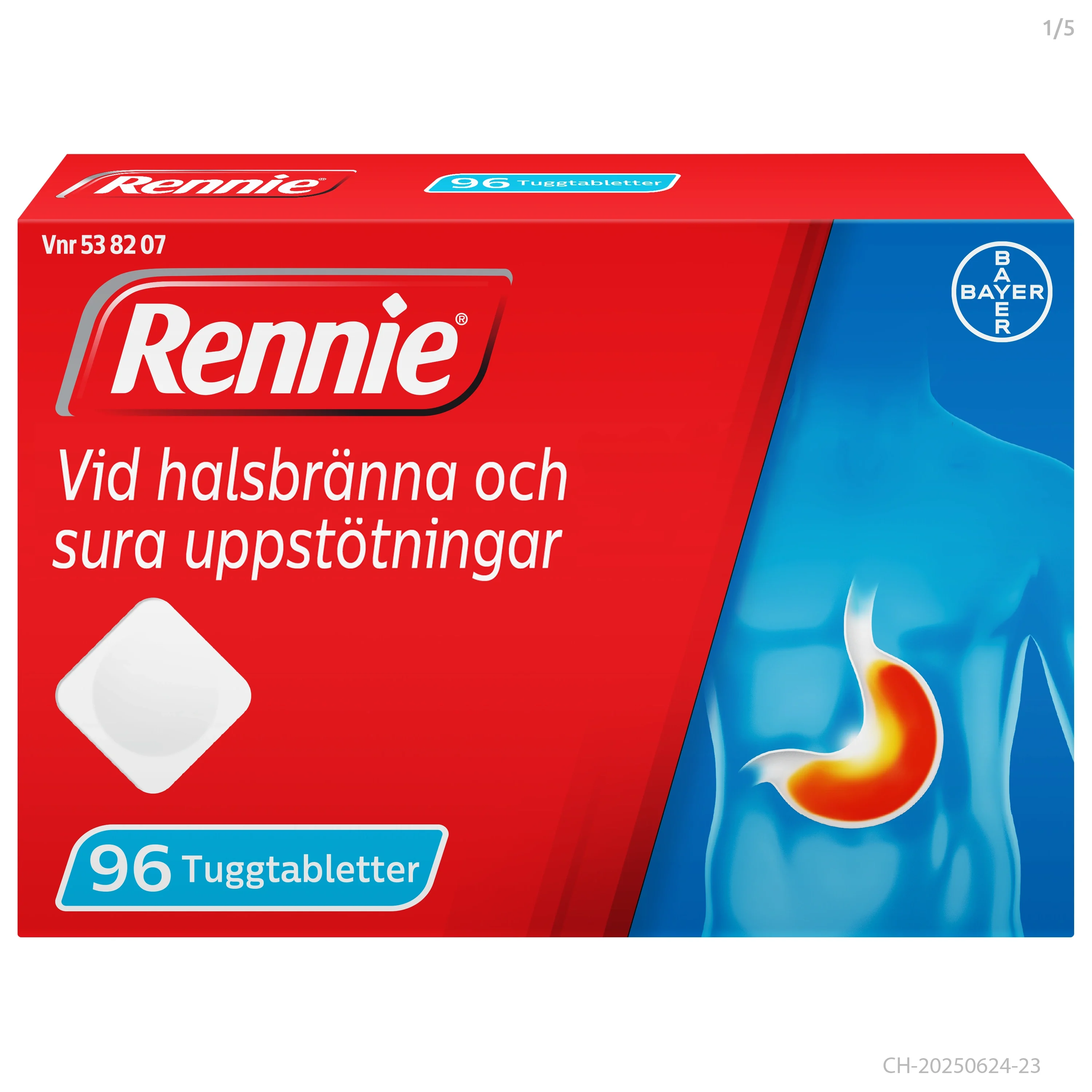 Rennie tuggtablett 680 mg/80 mg 96 st - Halsbränna & sura uppstötningar