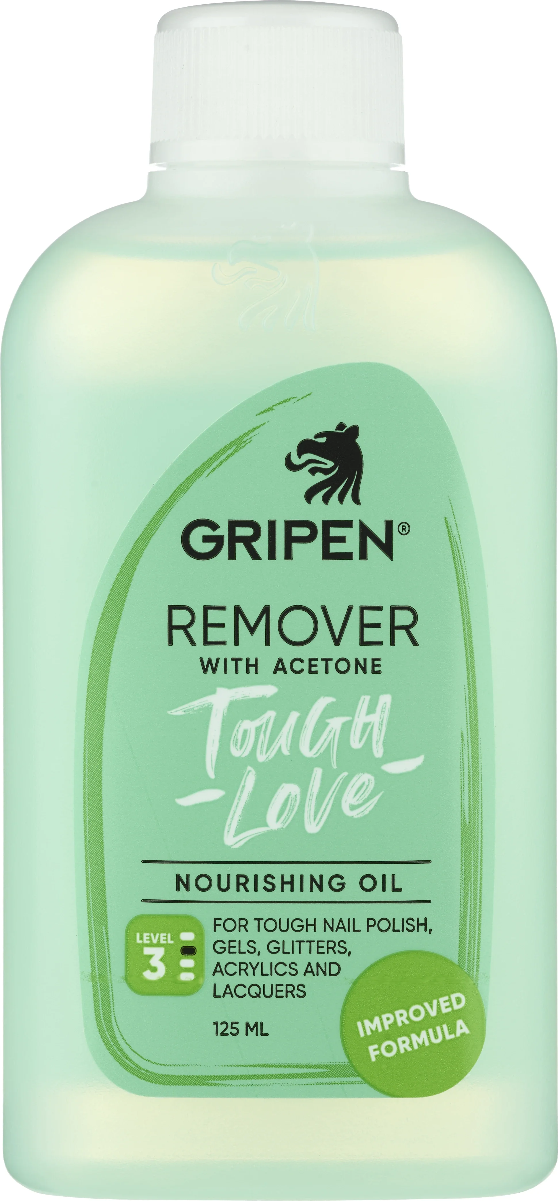 Gripen Remover With Acetone Tough Love 125 ml - Nagellacksborttagning