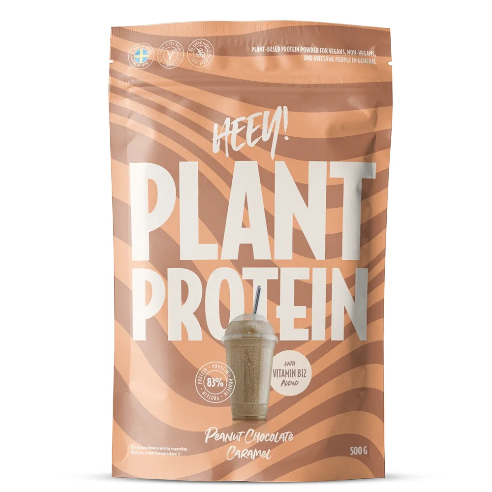 Heey! Veganskt Protein Jordnöt Choklad Karamell 500 g - Veganskt proteinpulver