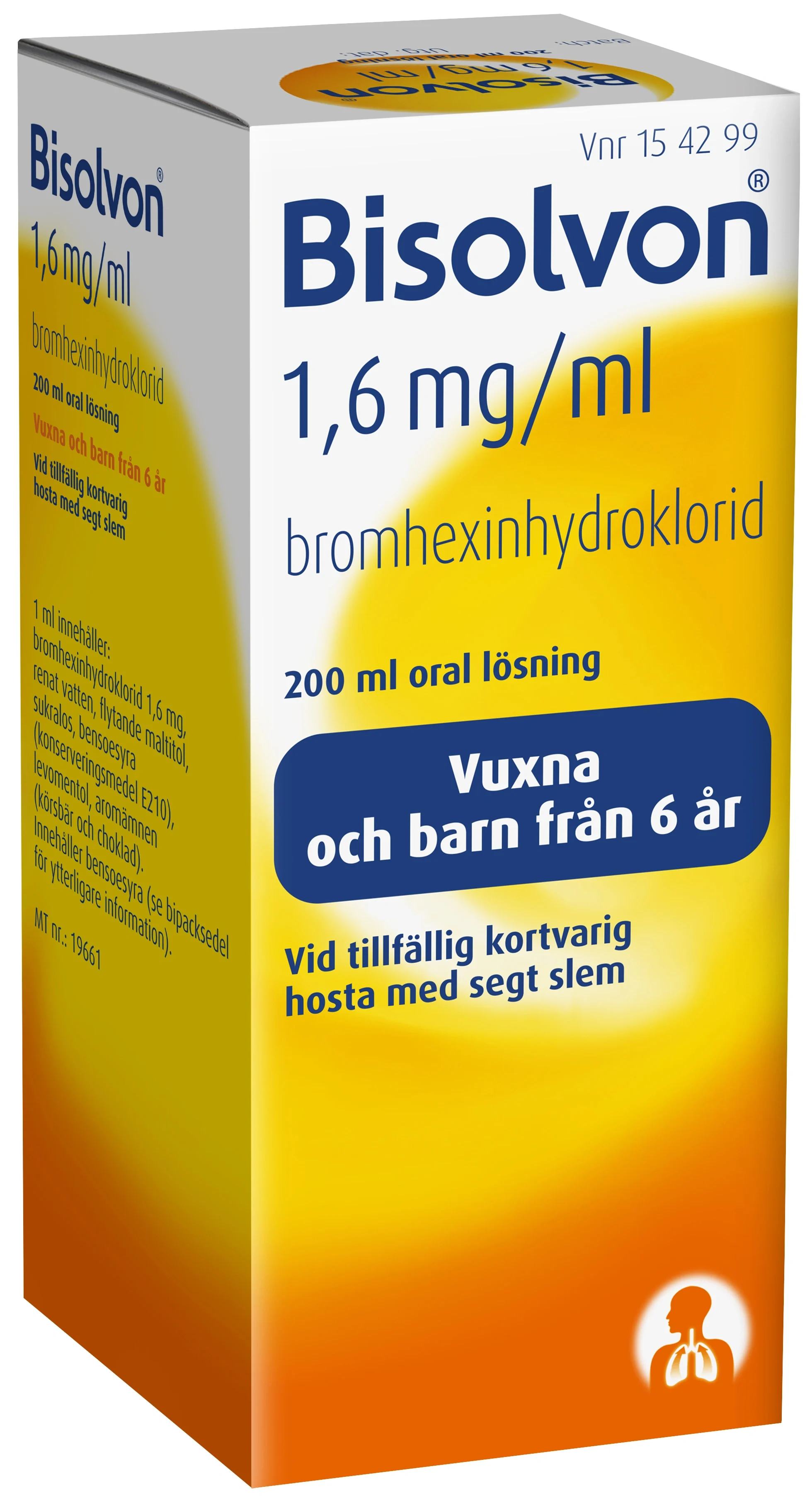 Bisolvon Oral lösning 1,6mg/ml Flaska 200 ml - Slemhosta