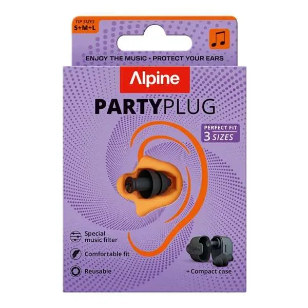 Alpine PartyPlug Black 3 par - Öronproppar för simning & musik
