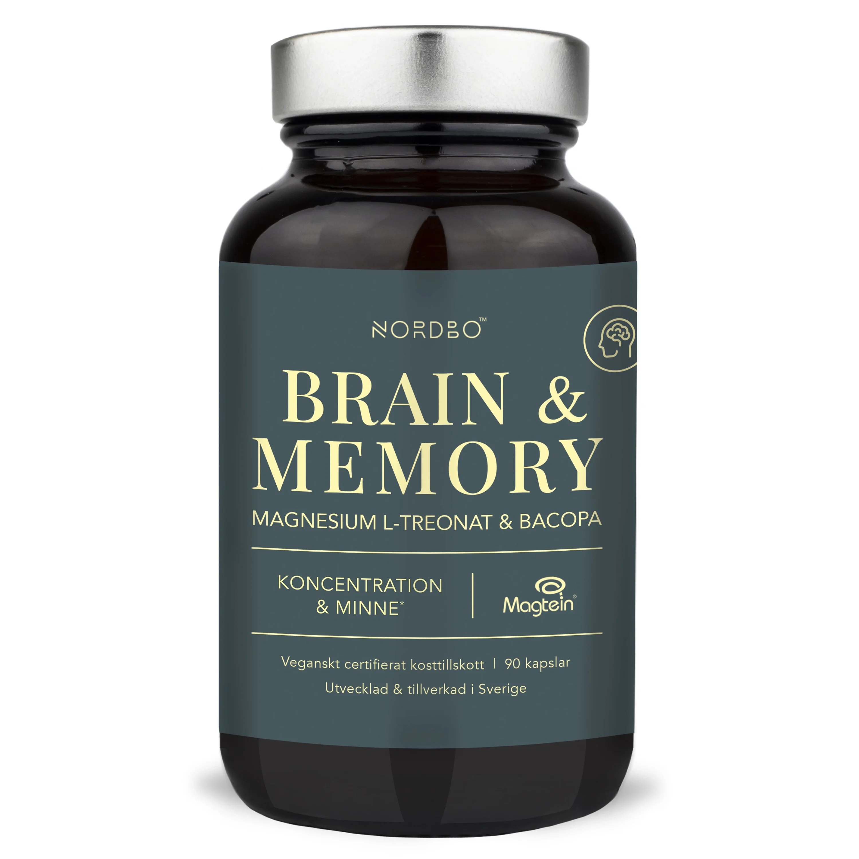 Nordbo Brain & Memory Magnesium 90 kapslar - Kosttillskott för energi