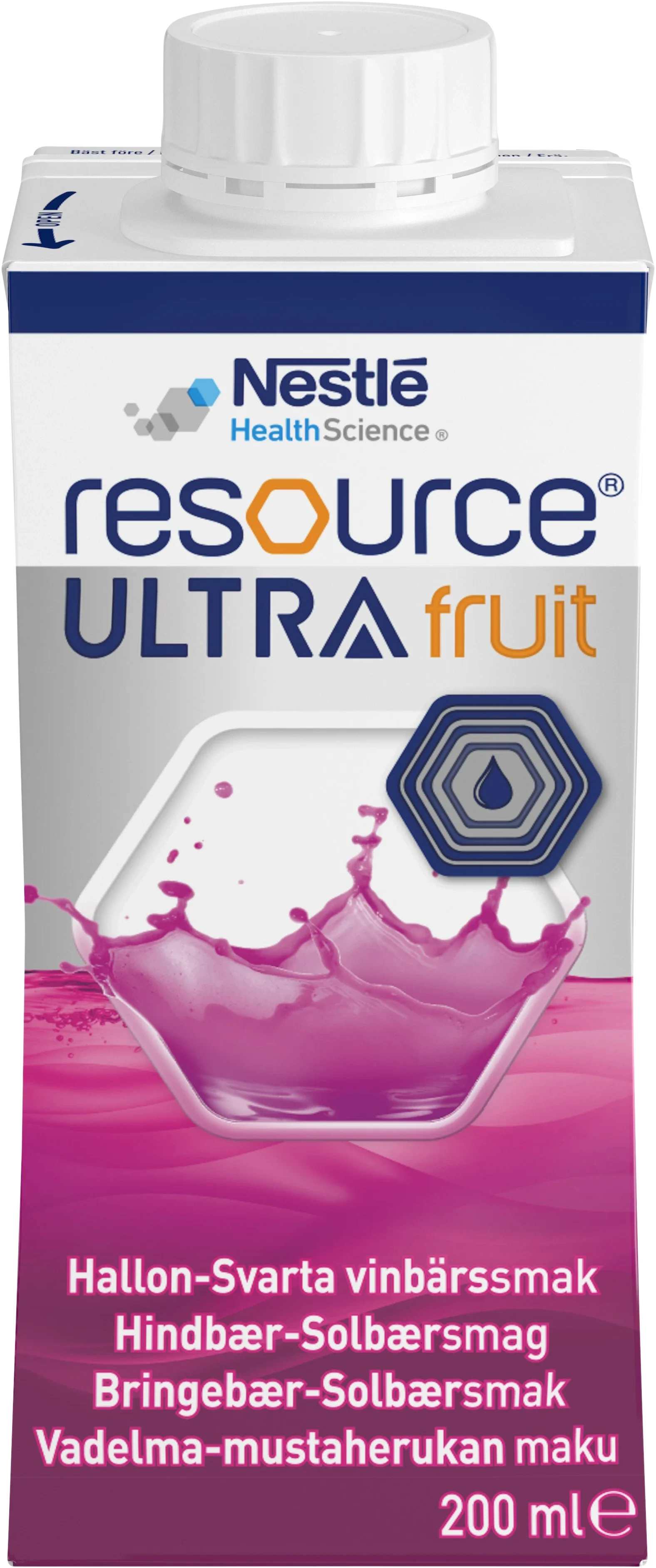 Resource Ultra Fruit Hallon/Svartvinbär 4x200 ml - Näringsdrycker