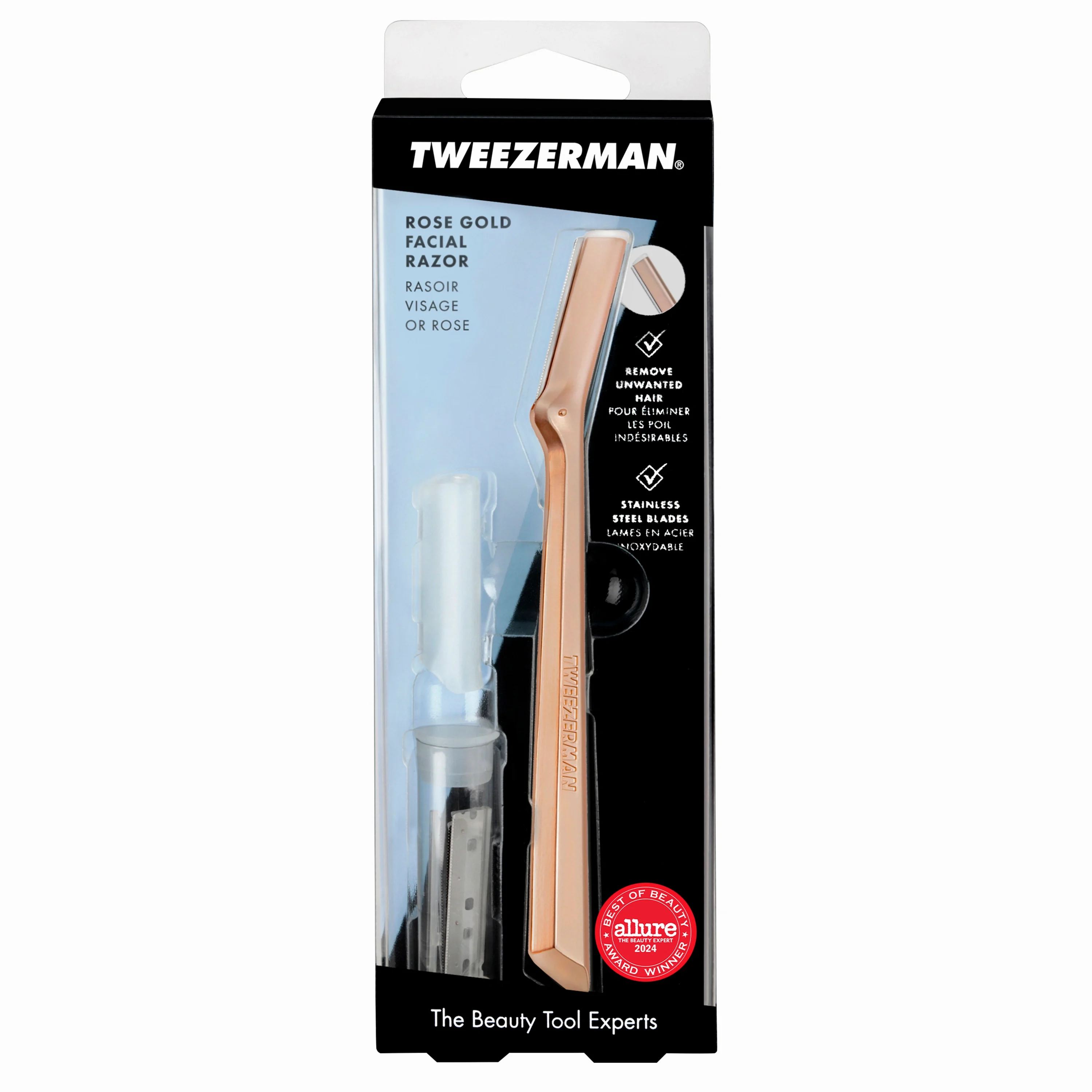 Tweezerman Retail Facial Razor Rose Gold - Hårborttagning ansikte