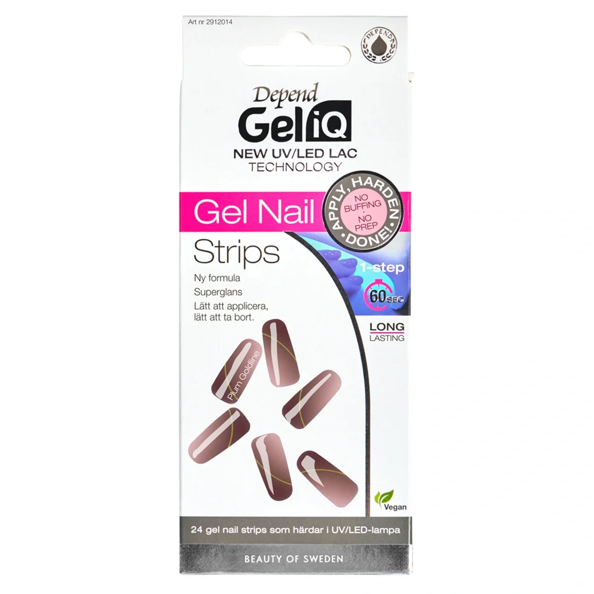 Depend Gel iQ Gel Nail Strips 24 st Plum Goldline - Gellack