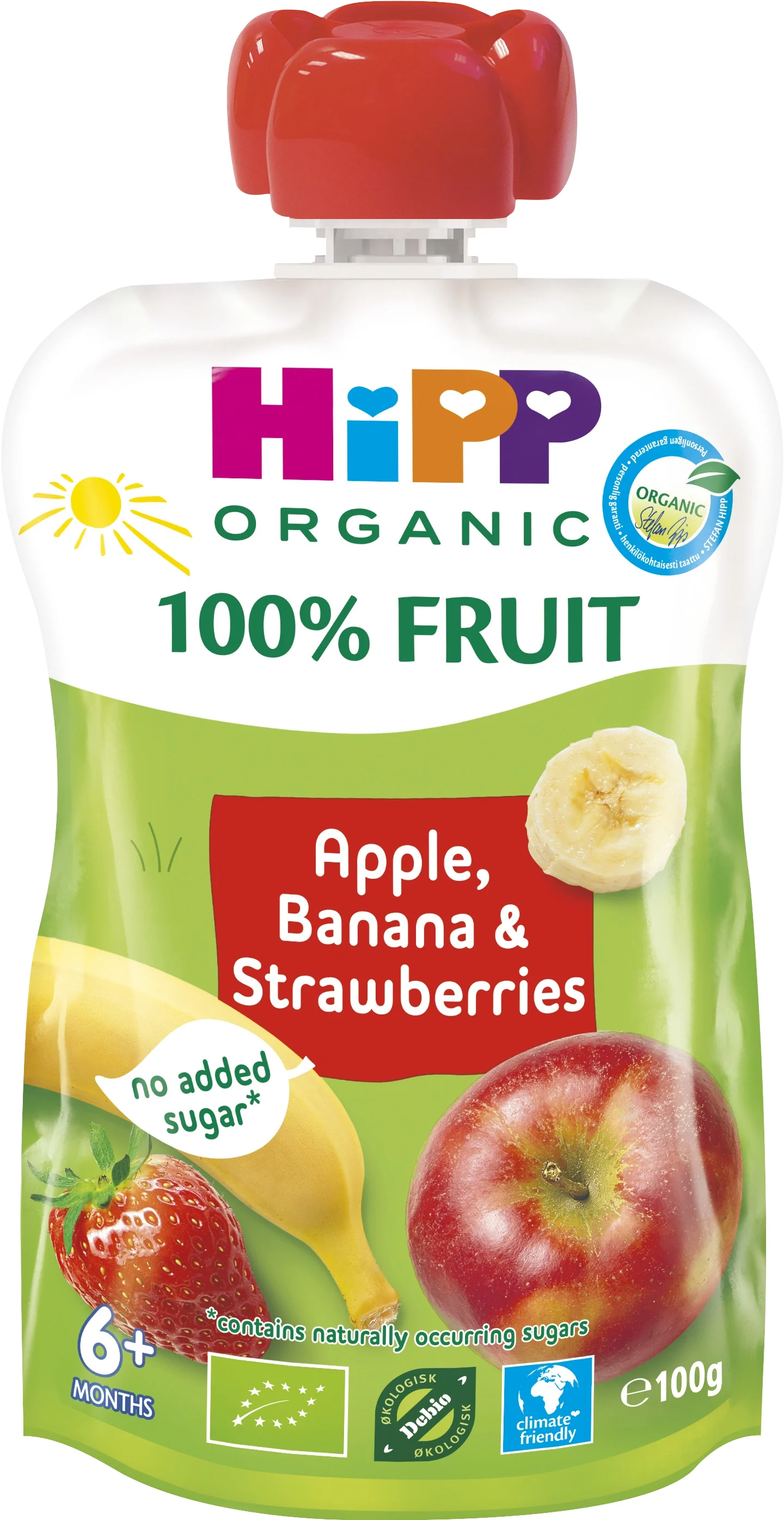 HiPP Klämmis Äpple, banan & jordgubb 6 mån 100g - Klämmisar