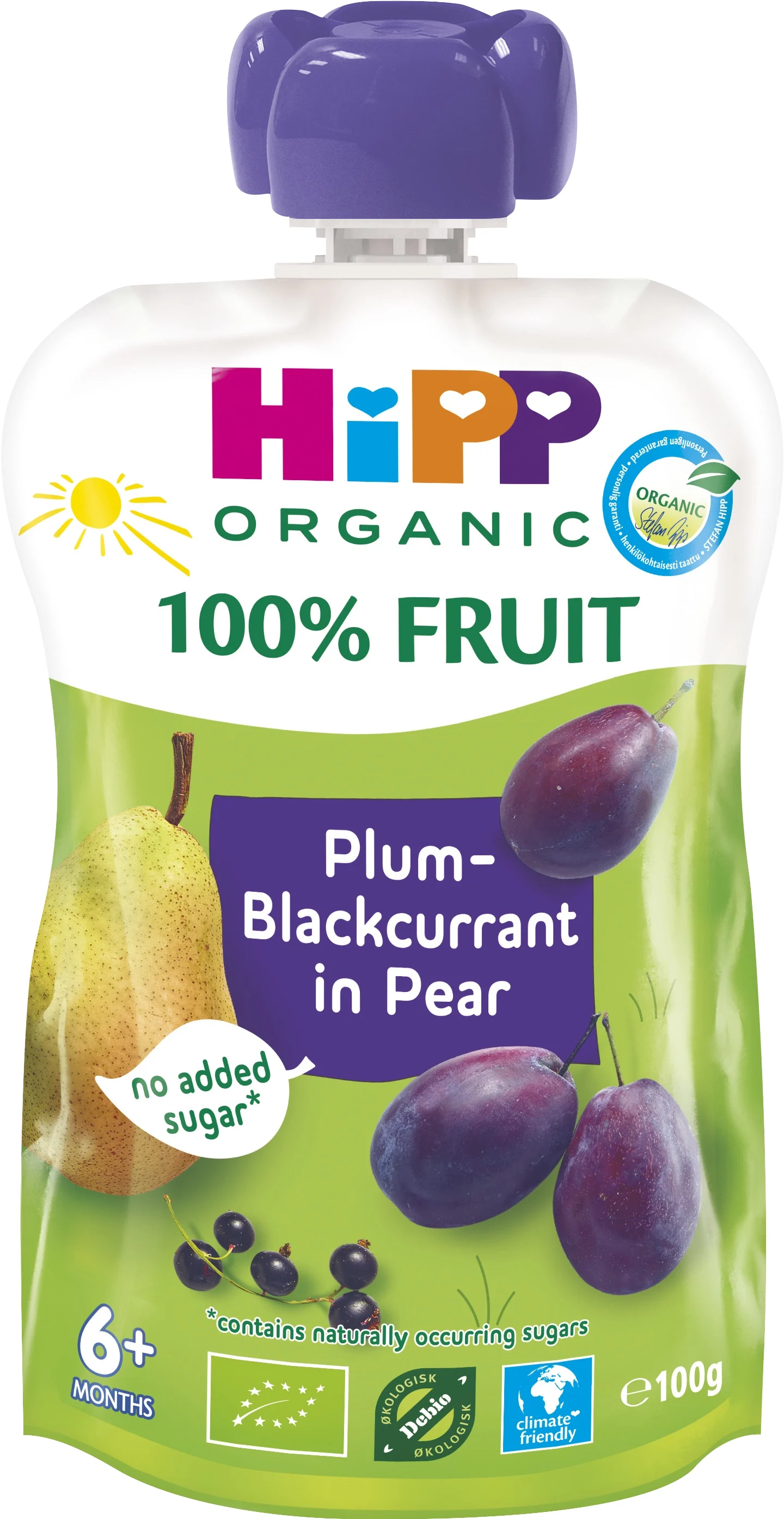 HiPP Klämmis päron, plommon & svarta vinbär 6 mån 100 g - Klämmisar