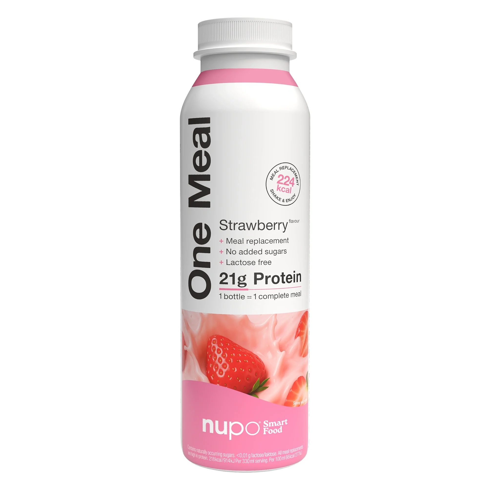 Nupo One Meal +Prime Strawberry Laktosfri 330ml - Måltidsersättning