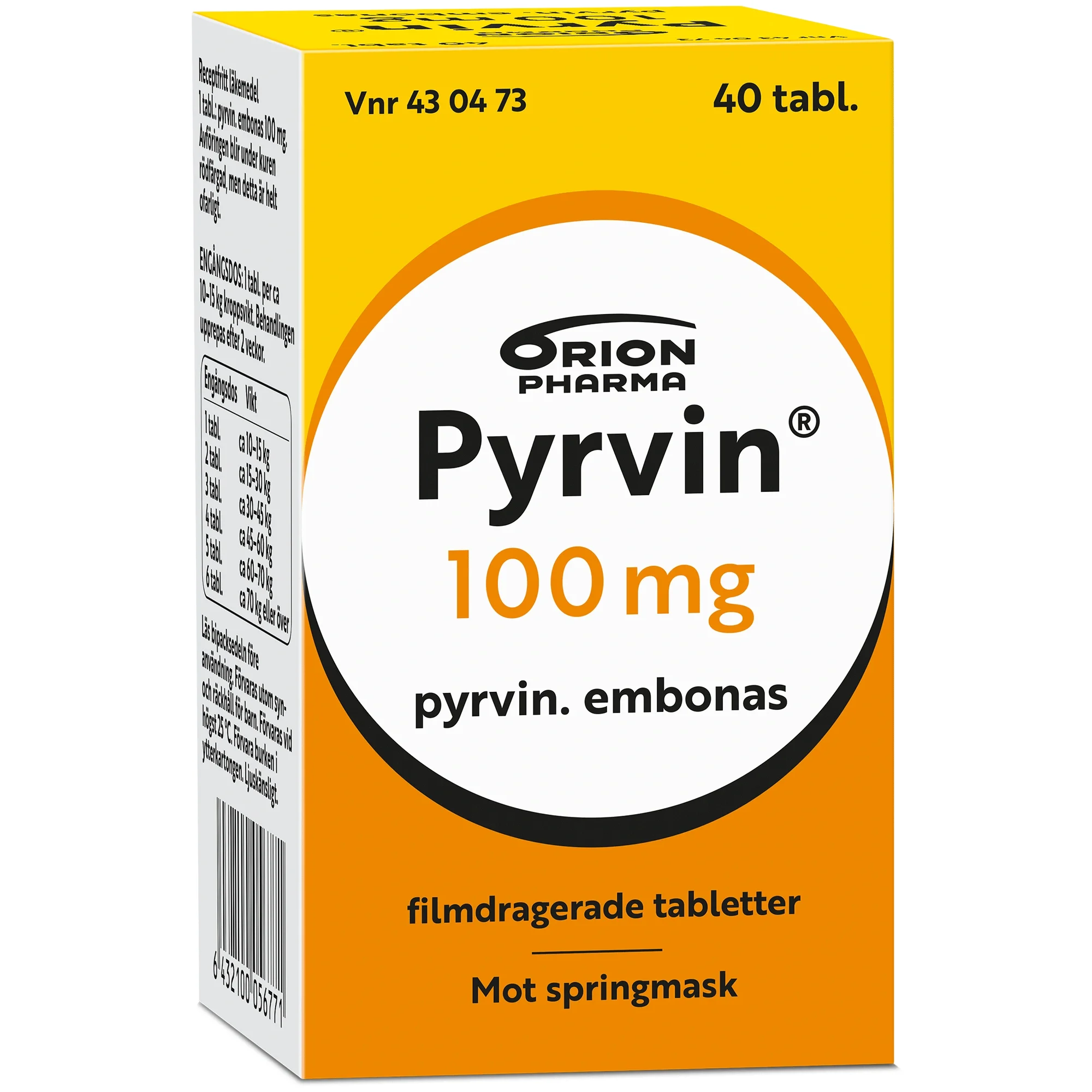 Pyrvin 100 mg, 40 tabletter - Springmask
