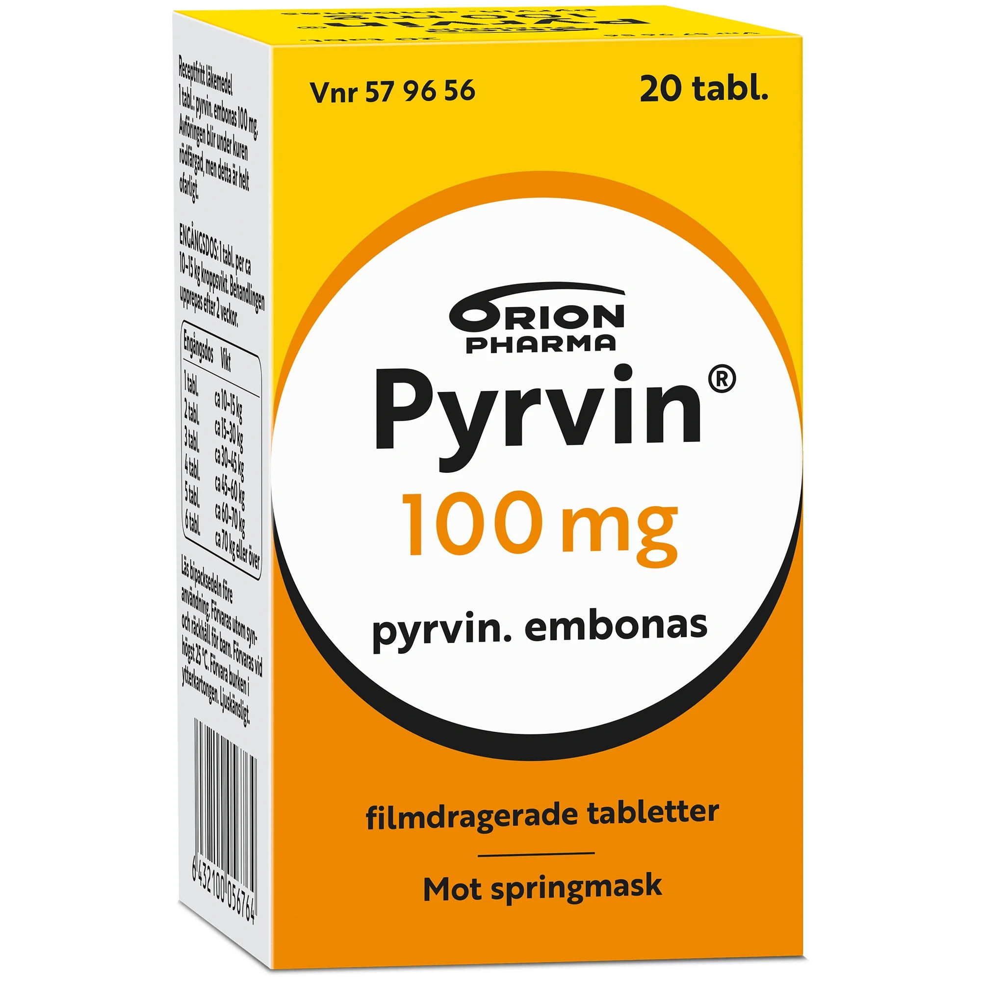 Pyrvin 100 mg, 20 tabletter - Springmask
