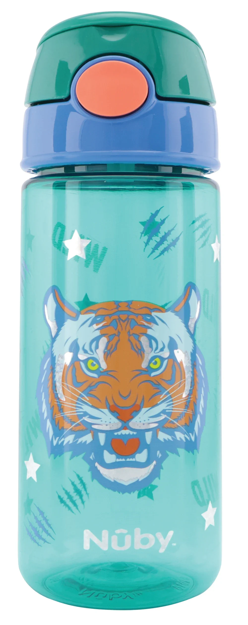 Nuby Flaska Soft Straw Push Cup Glitter 540 ml Tiger - Pipmuggar & dricksflaskor