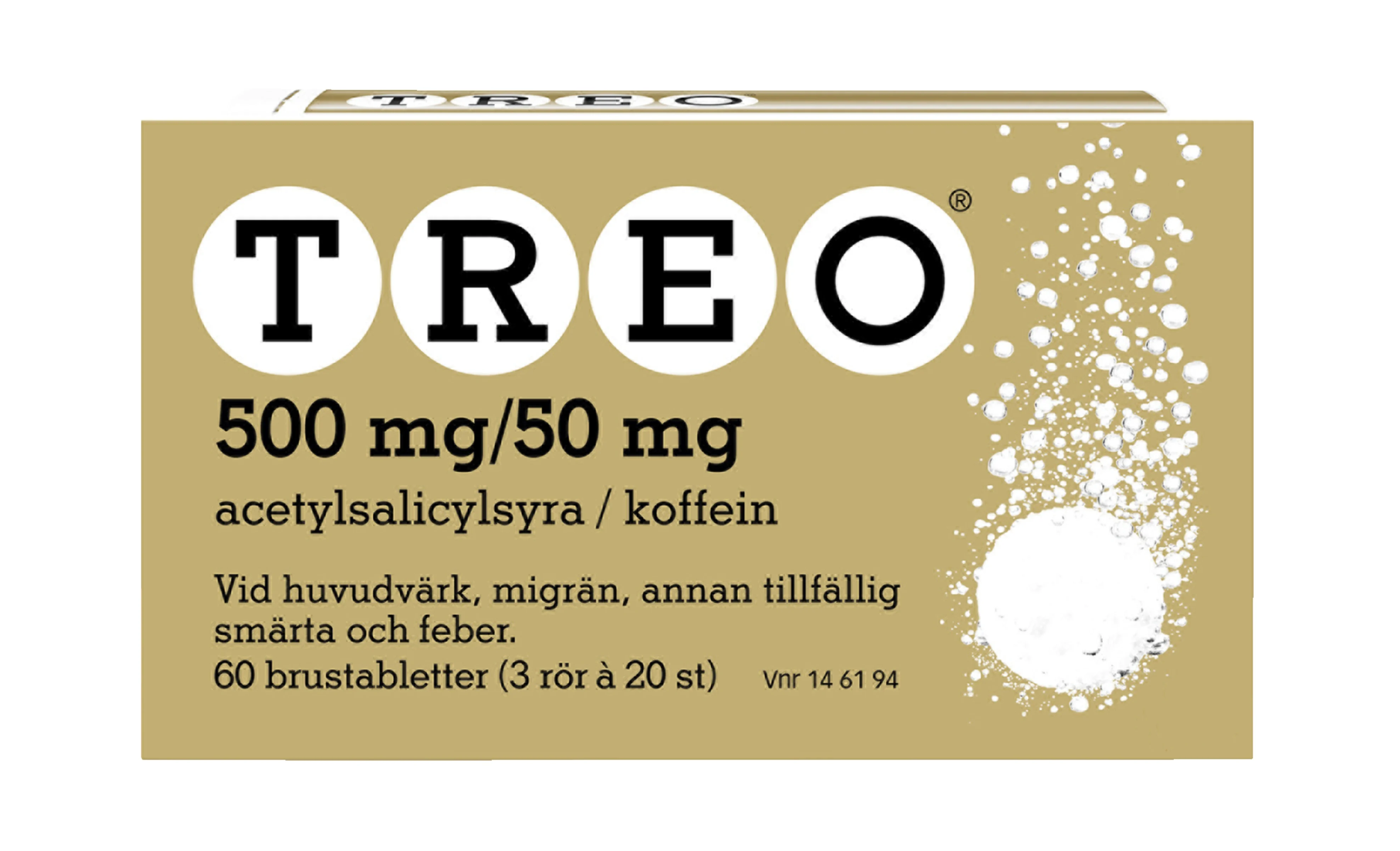 Treo brustablett 500 mg/50 mg 60 st - Huvudvärkstabletter