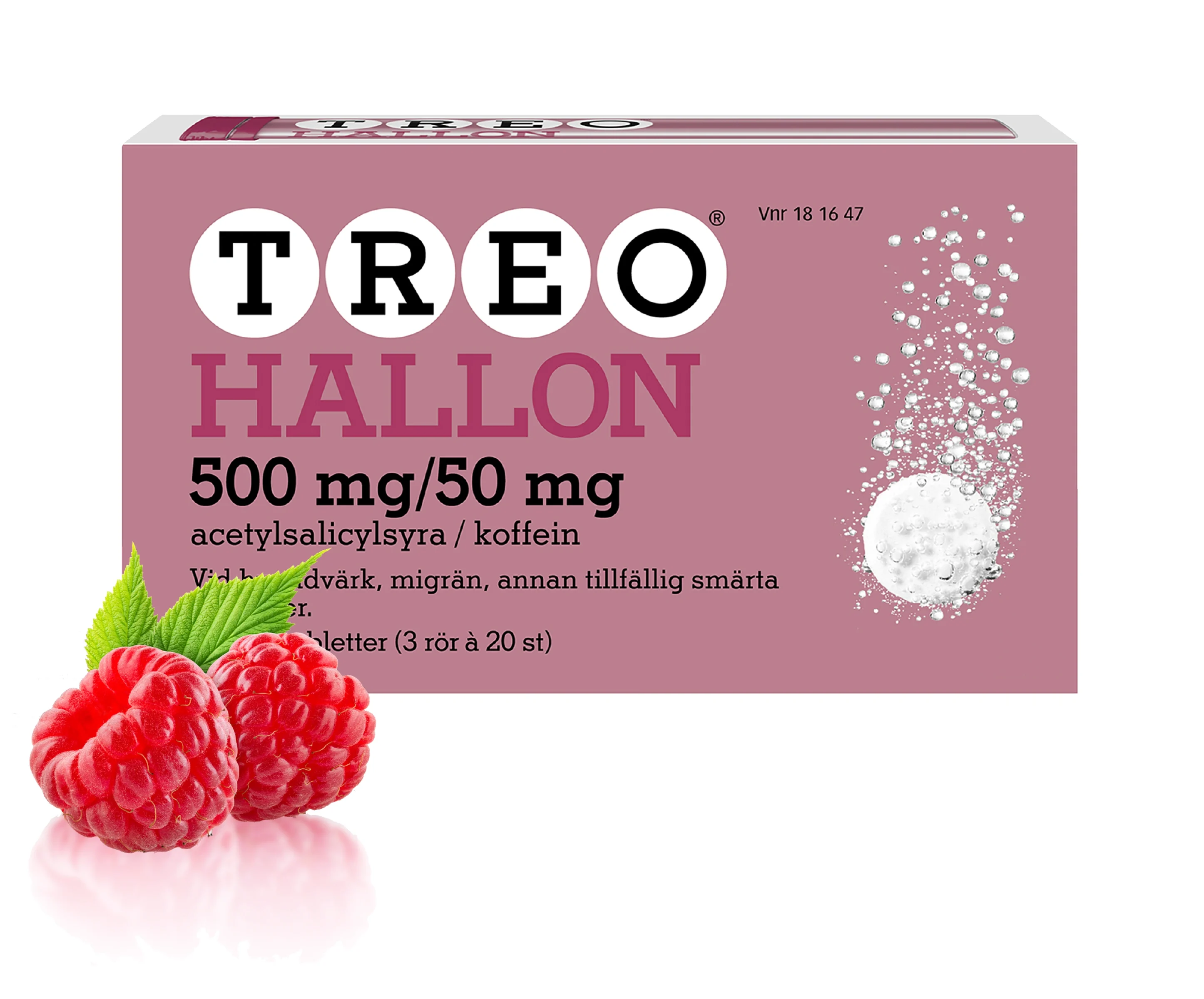 Treo Hallon brustablett 500mg/50mg, 60 (3x20) st - Huvudvärkstabletter