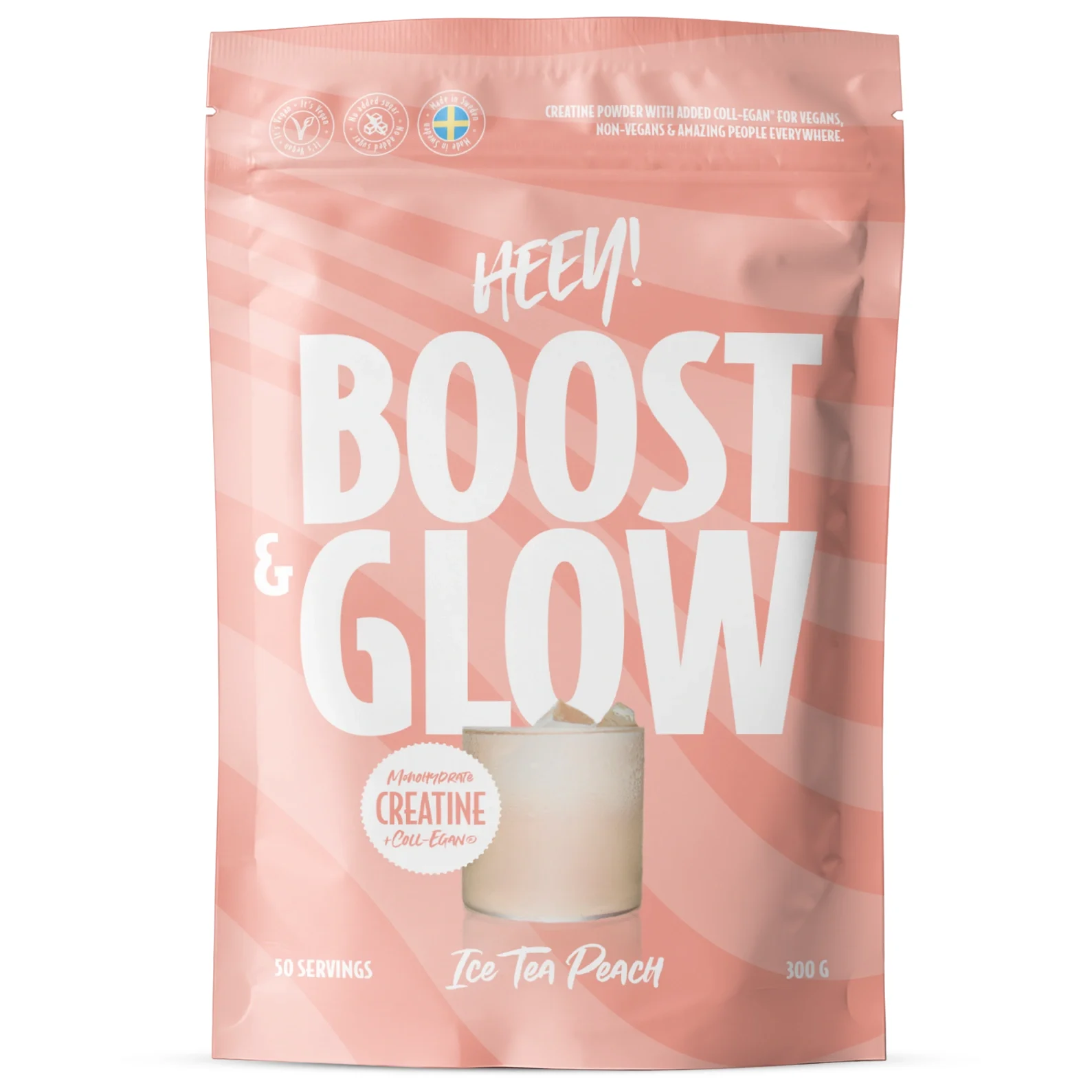 Heey! Boost & Glow Kreatin + Coll-egan Ice Tea Persika 300 g - Kreatin
