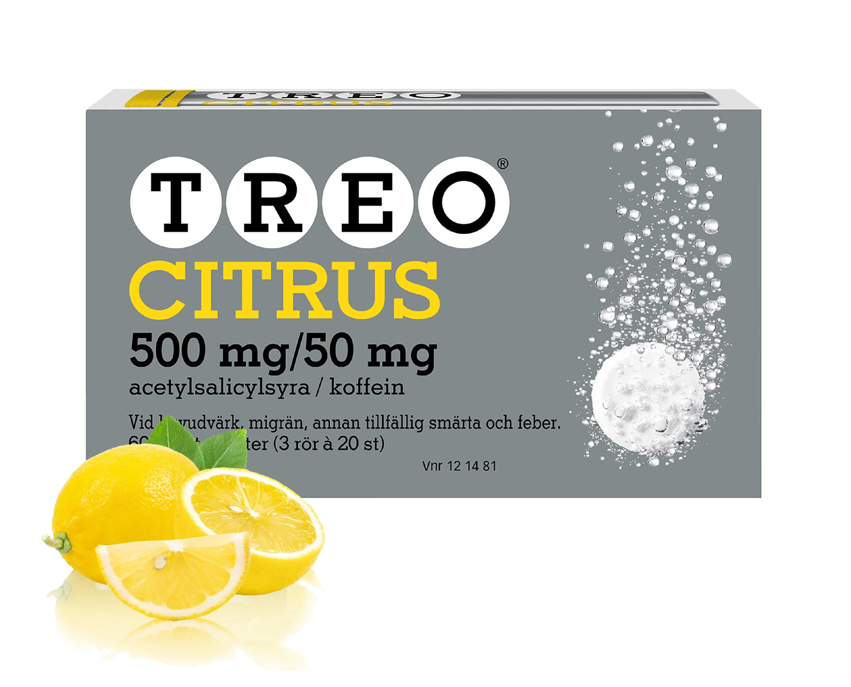 Treo Citrus brustablett 500 mg/50 mg 60 st - Huvudvärkstabletter