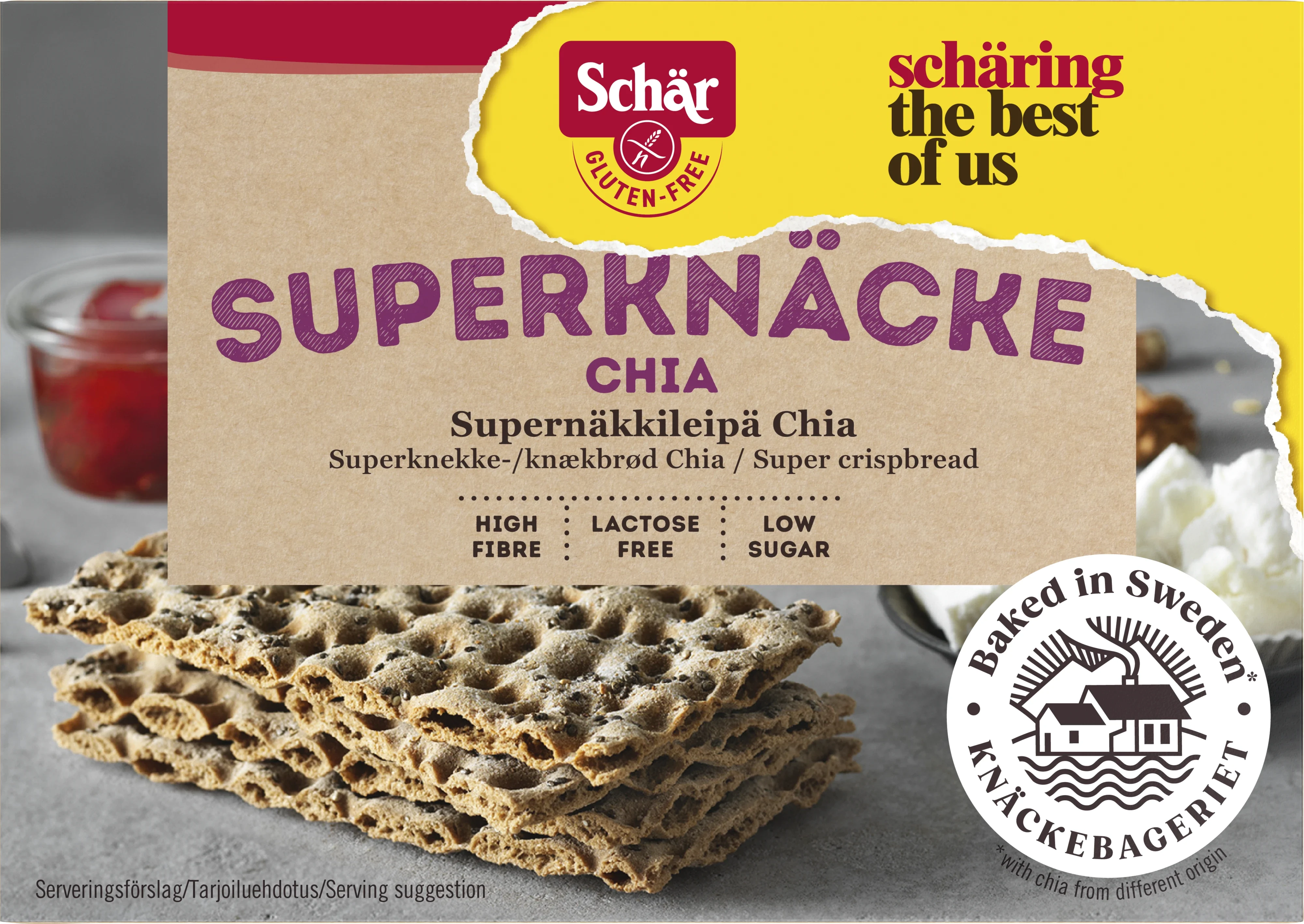 Schär Glutenfritt Superknäcke Chia 140 g - Glutenfritt knäckebröd
