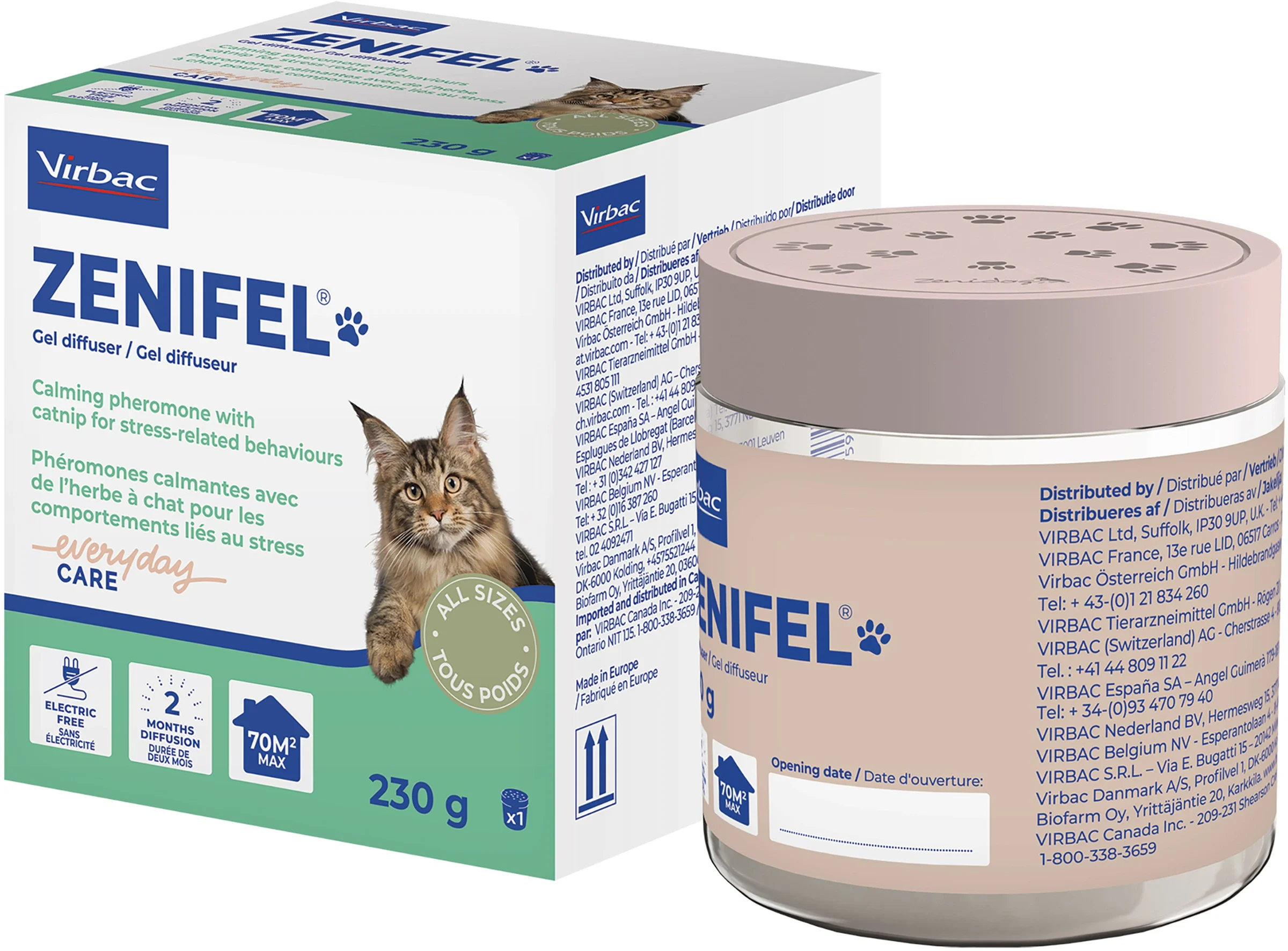 Virbac Zenifel Calming Pheromone Gel Diffuser for Cats 230 g - Rädsla & oro hos katt