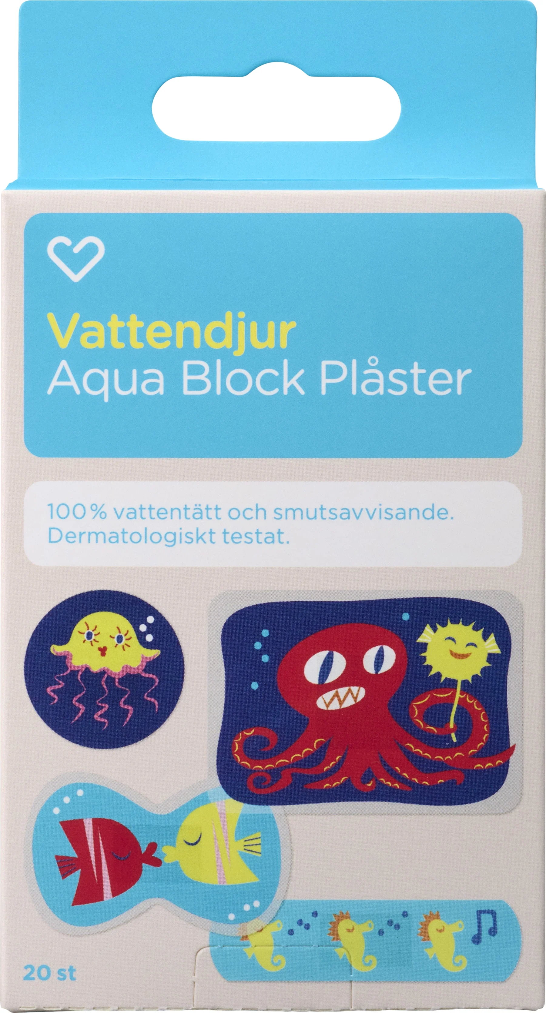 Hjärtats Plåster Barn Vattendjur Aqua Stop 20st - Barnplåster