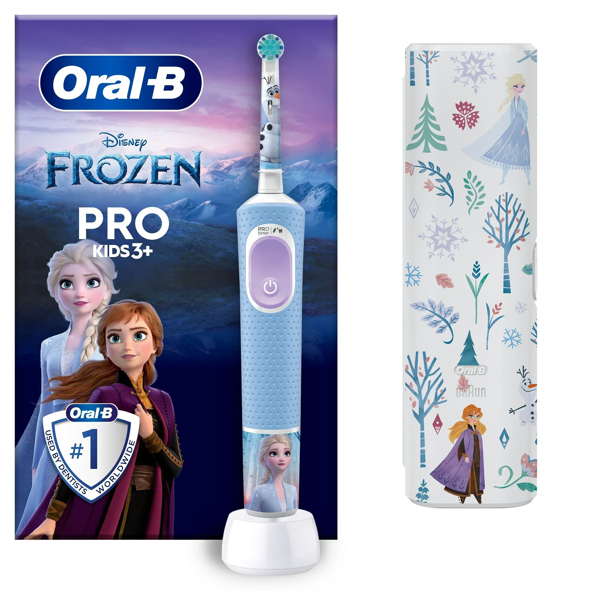 Oral-B Pro Kids Frost Eltandborste + Resefodral - Eltandborstar för barn