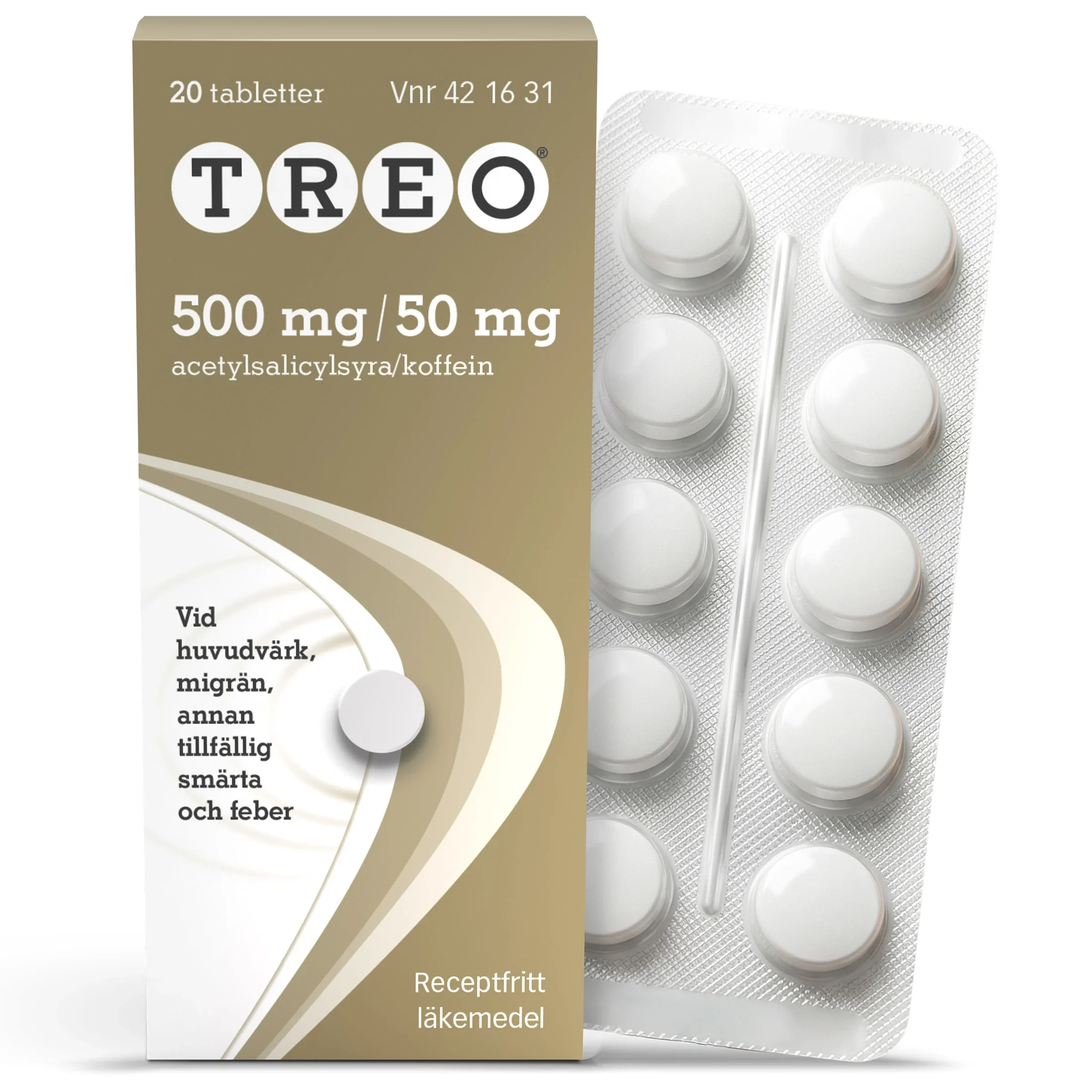 Treo Tablett 500mg/50mg Blister 20 st - Huvudvärkstabletter