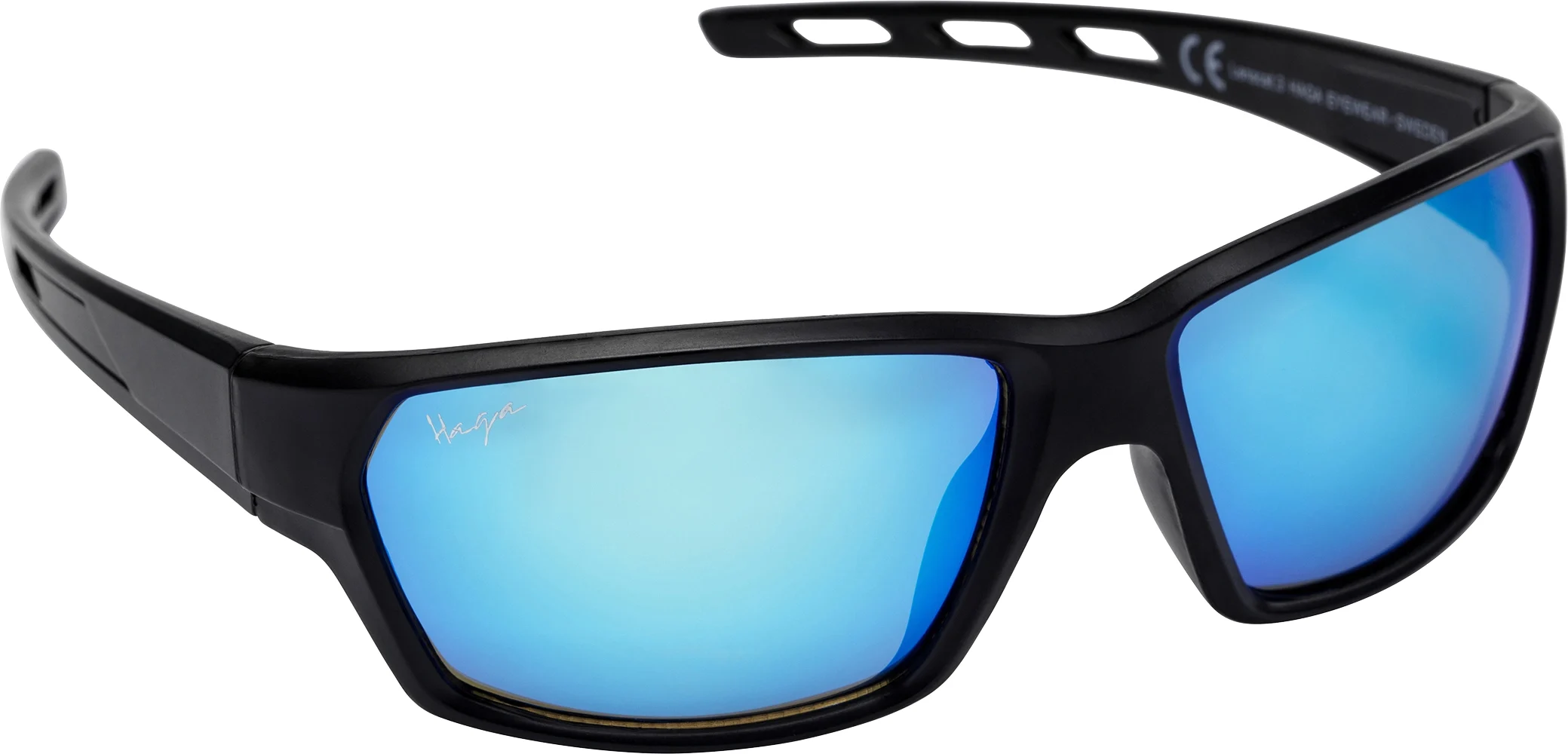 Haga Eyewear Sapporo Matt Black Blue Mirror Lens - Solglasögon