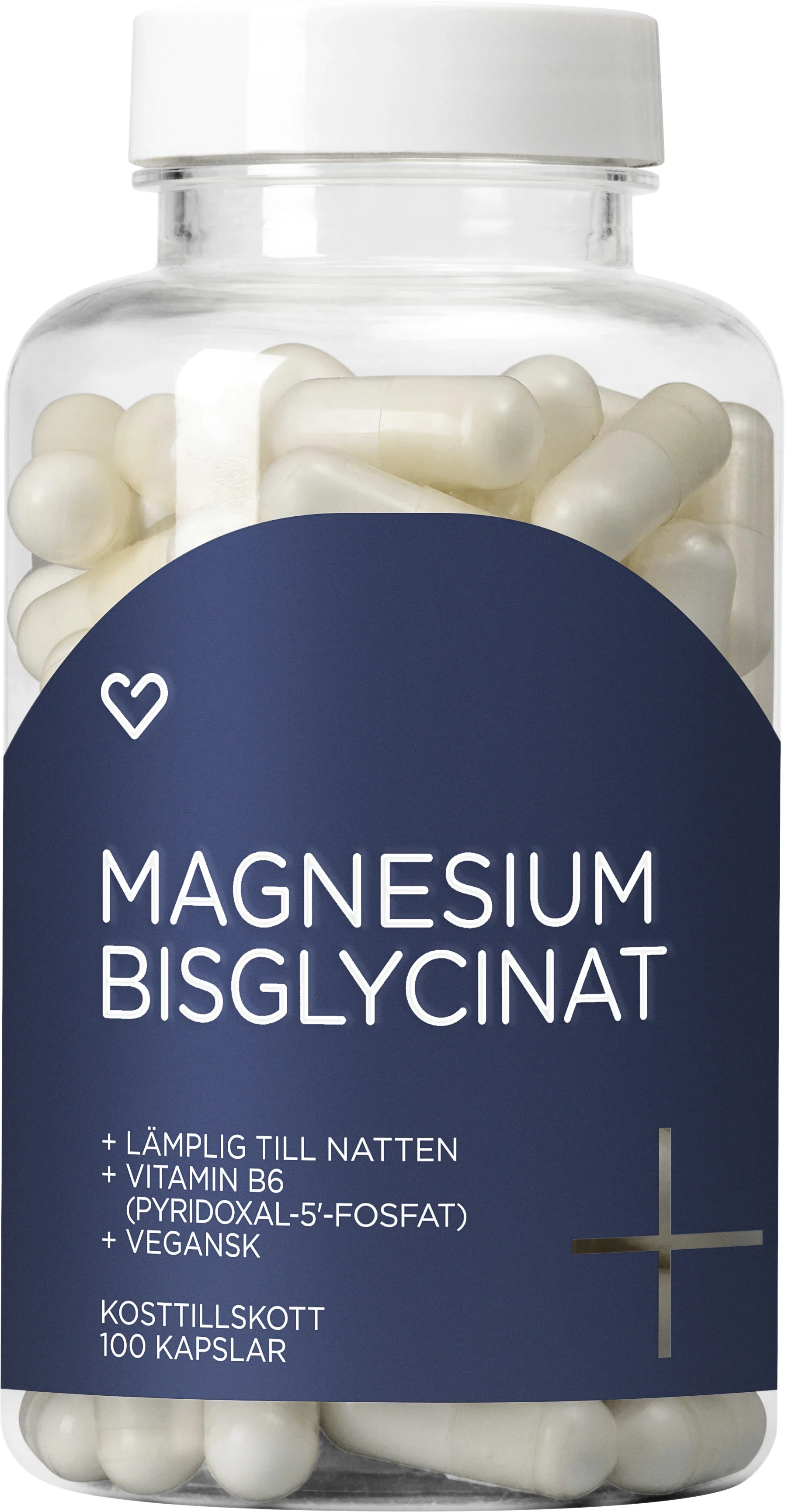 Hjärtats+ Magnesiumbisglycinat Natt Kapsel 100st - Magnesium